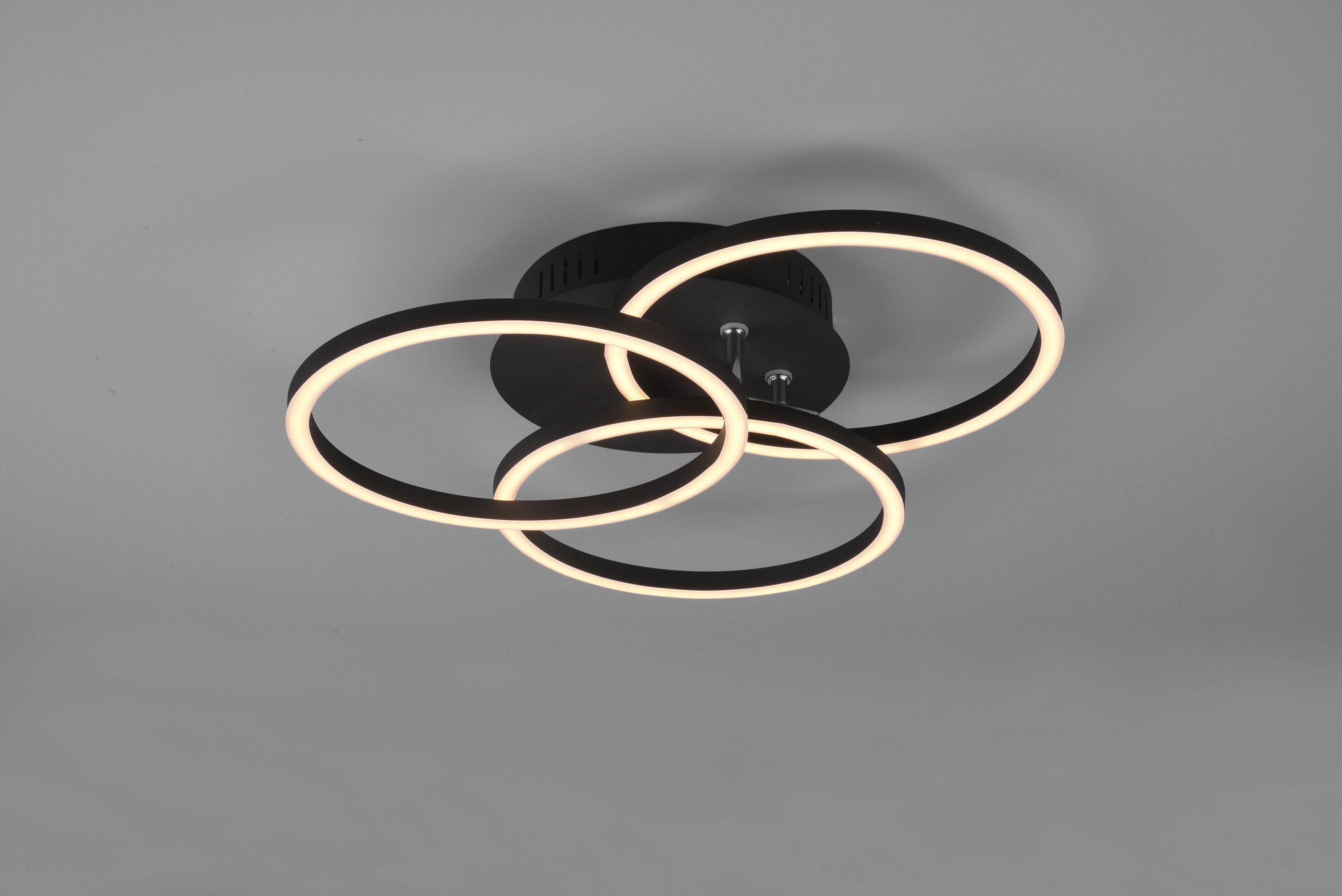 schwenkbaren / Deckenlampe kaltweiß, Memoryfunktion, warmweiß inkl. integriert, matt Nachtlichtfunktion, TRIO Fernbedienung LED Ringen LED Circle, Leuchten fest - schwarz mit Deckenleuchte