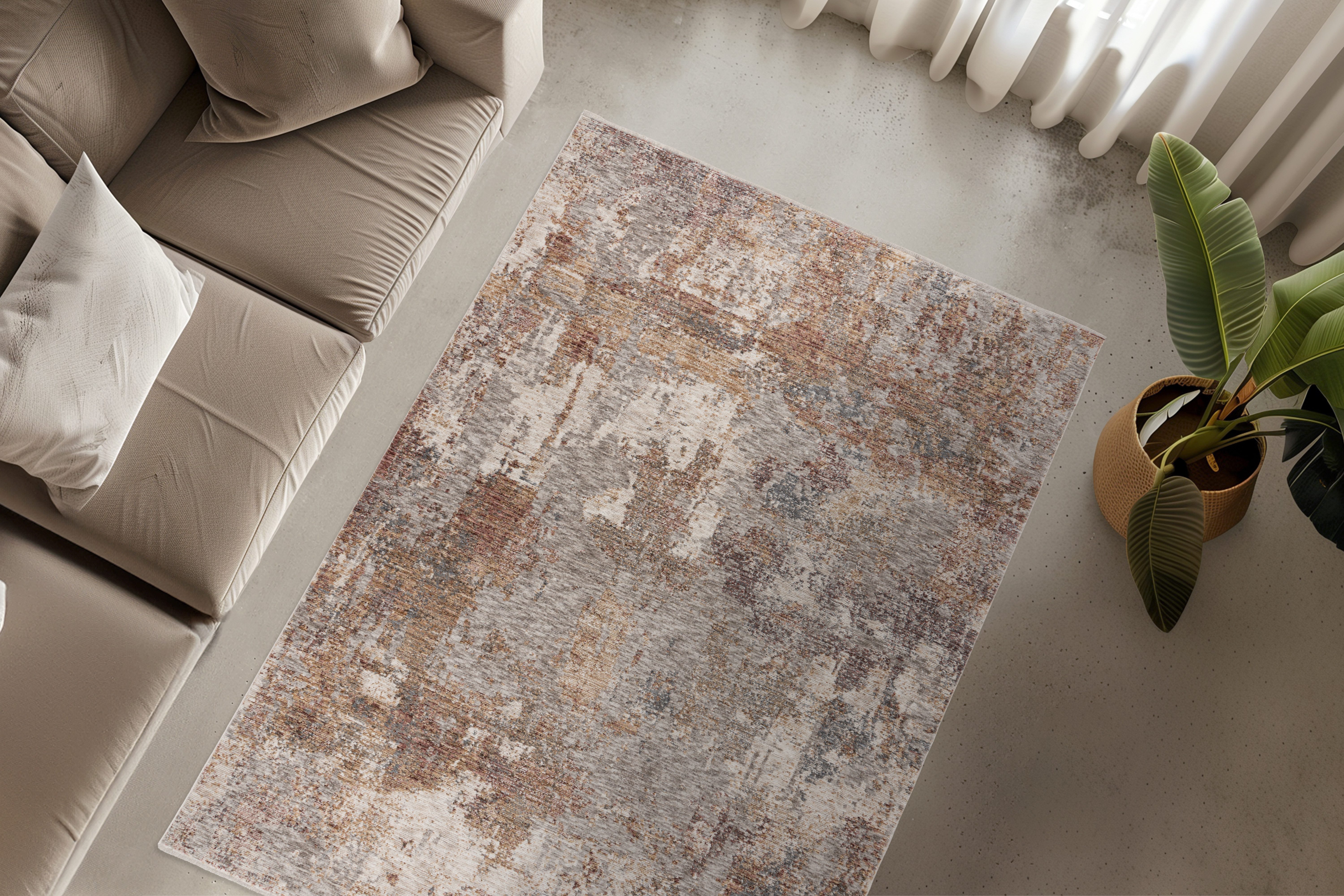 Obsession Teppich My Picasso 694, rechteckig, Höhe: 10 mm, modernes abstraktes Design, Hoch-Tief Effekt, mit Fransen