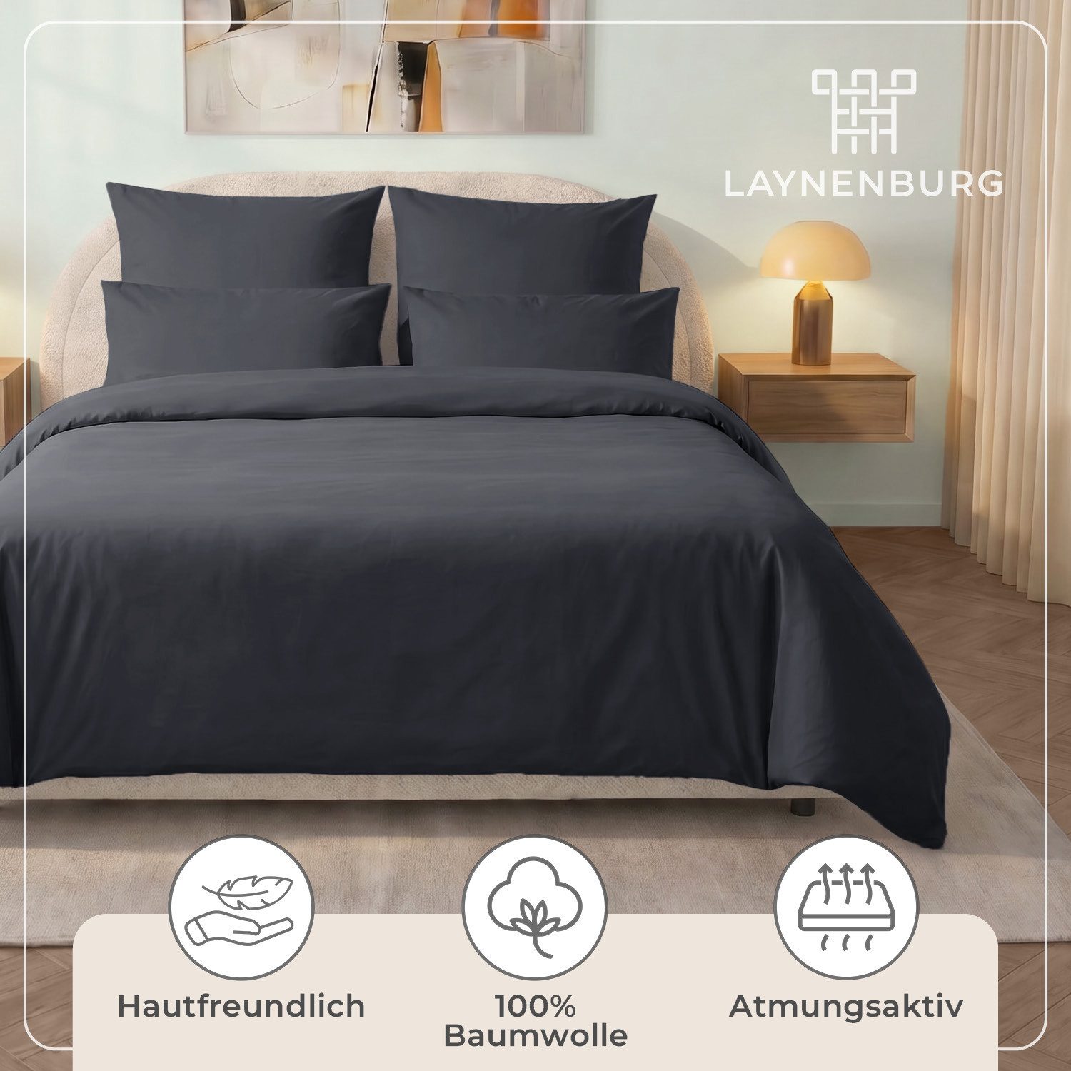 Laynenburg Bettwäsche SuperSoft aus 100% Baumwolle in 135x200 oder 155x220 cm, Kuschel-Bettwäsche mit Reißverschluss, feiner als Flanell, Fein-Biber – Bild 4 von 5