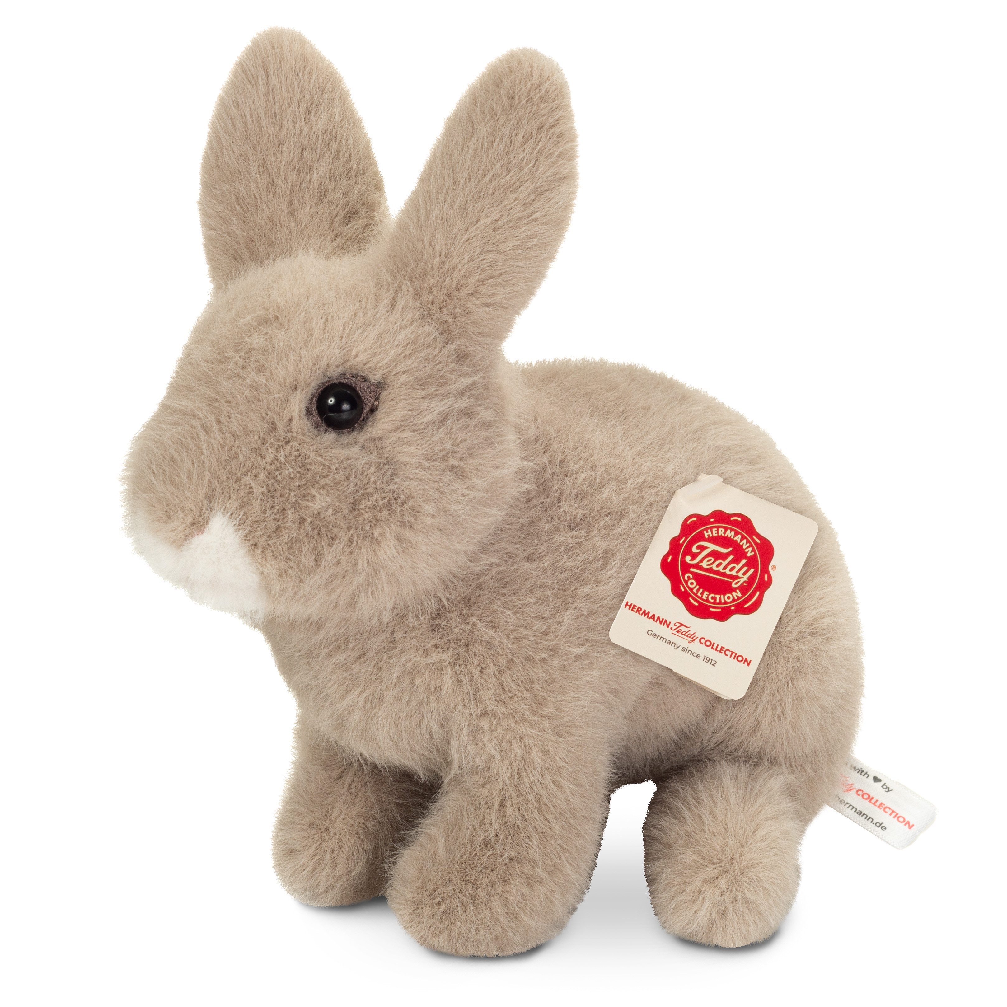 Teddy Hermann® Kuscheltier Hase sitzend, grau, 20 cm, zum Teil aus recyceltem Material