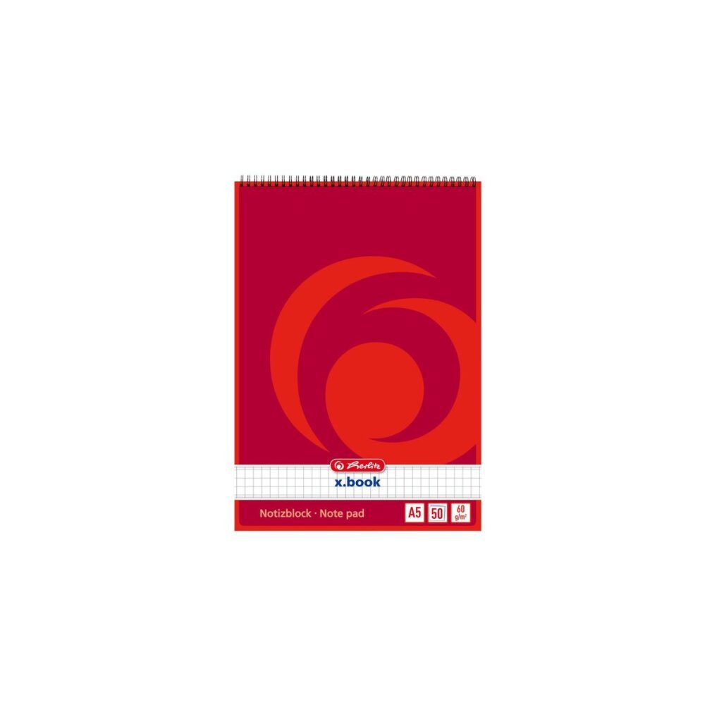 Herlitz Notizblock Spiralnotizblock A5 50 Blatt kariert
