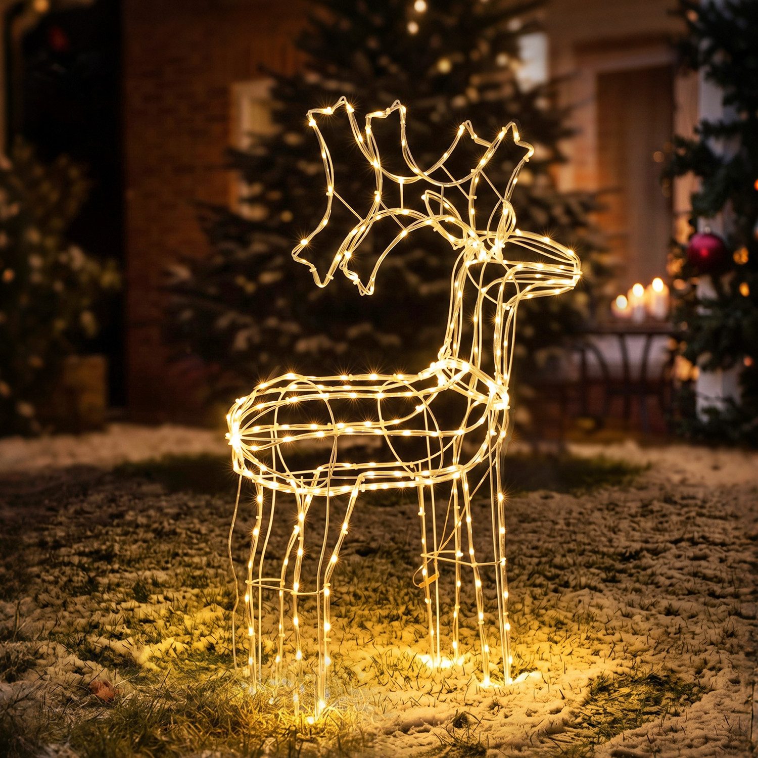 Salcar LED-Lichterkette LED Gartenleuchte 60/90cm Rentier Weihnachtsdeko Außen Beleuchtet, LED Dekolicht, 8 Modi, Spritzwassergeschützt, Warmweiß