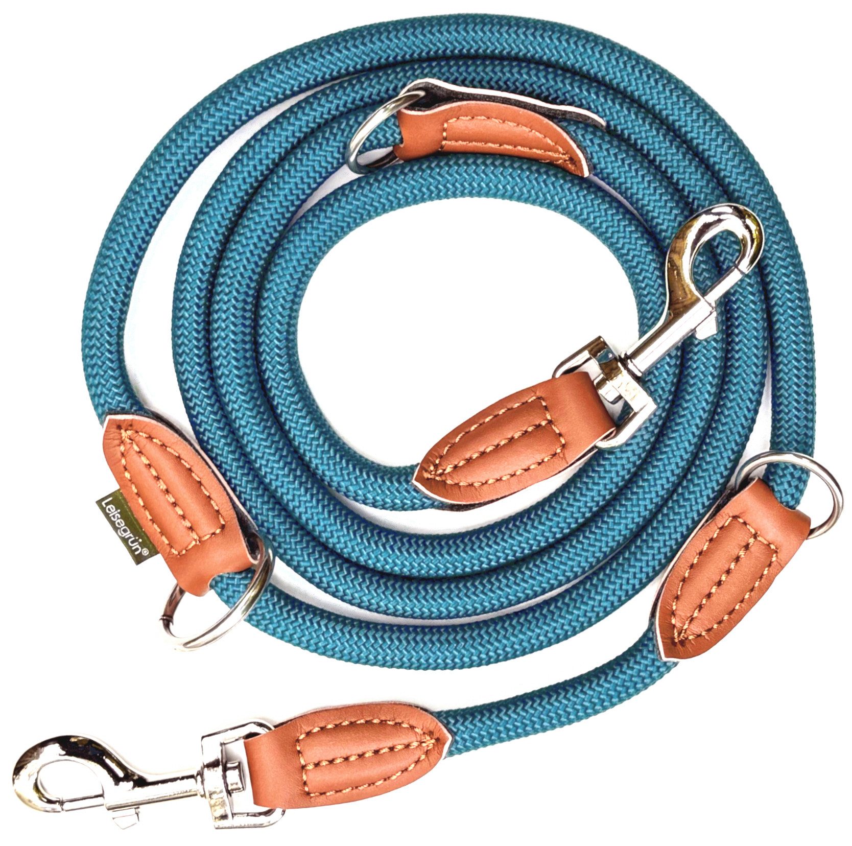 Leisegrün Hundeleine für große Hunde, 2m, 3-fach verstellbar, Nylon, Doppelleine für 2 Hunde, Führleine, Freihandleine, Kurzführer