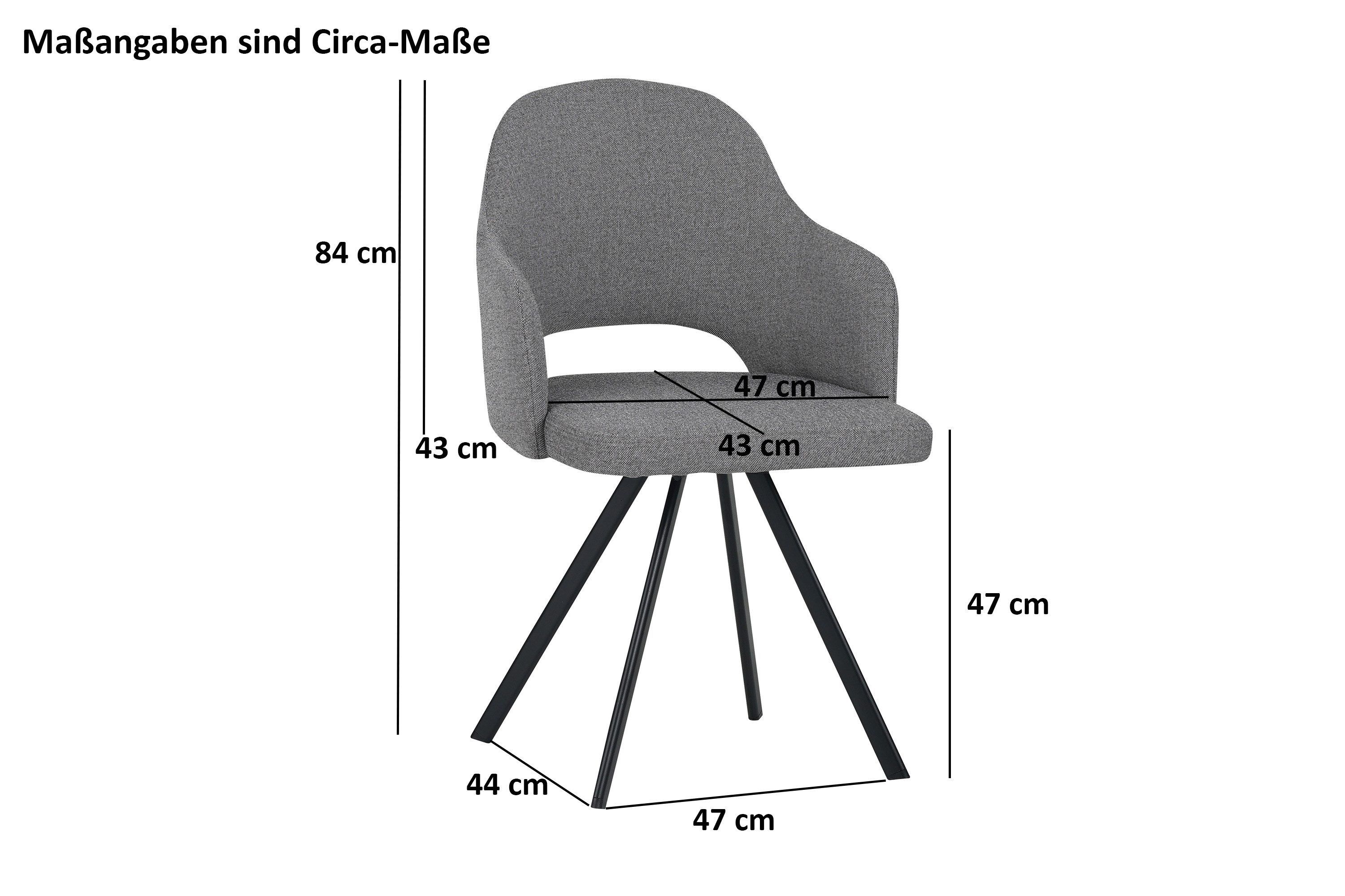 SAM® Esszimmerstuhl Jones, mit Armlehnen, Stoffbezug, Metallgestell schwarz