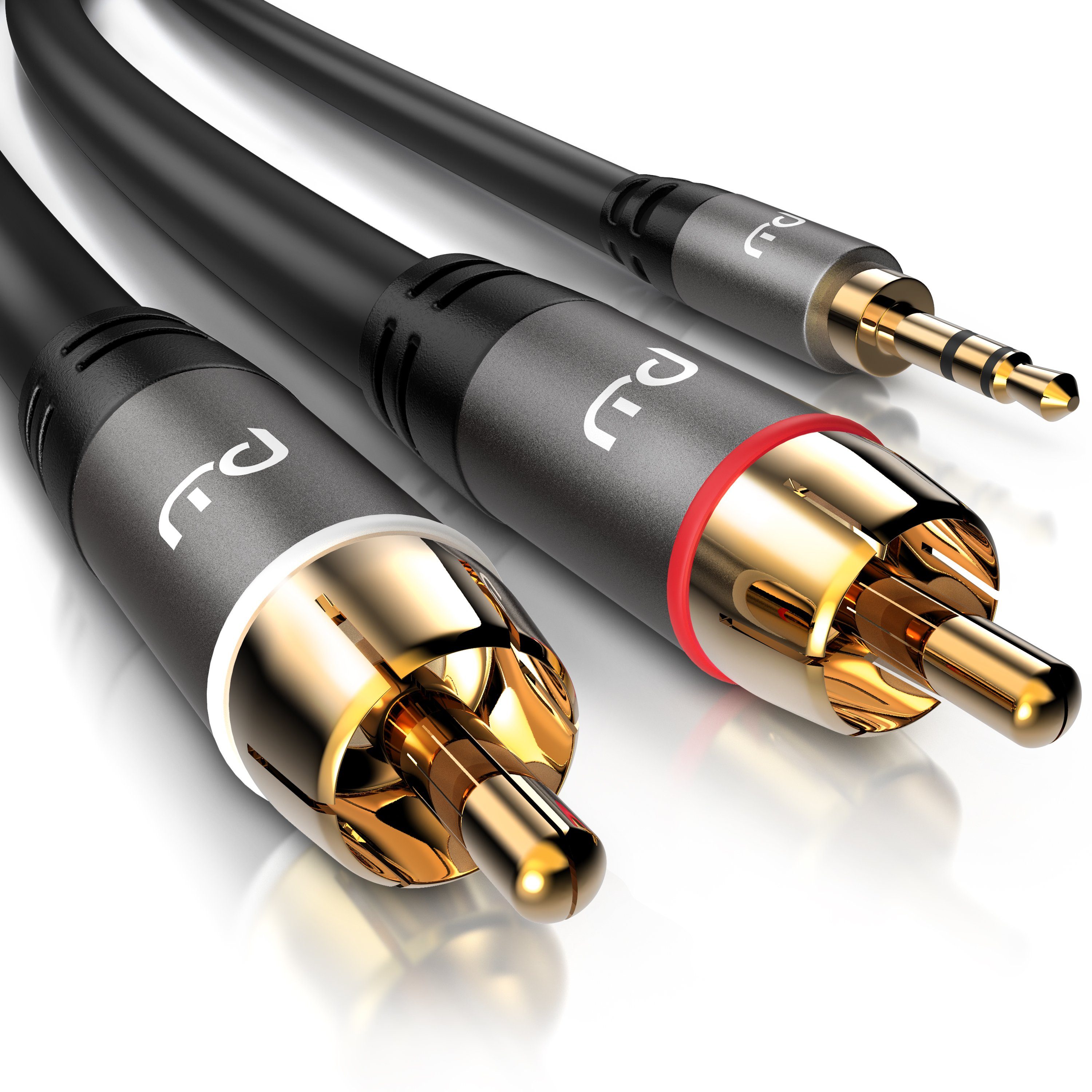Primewire Stereo HiFi Audio-Adapter mehrfach geschirmt - 1m Audio-Kabel, RCA, AUX, 3,5-mm-Klinke, Cinch (100 cm), 3,5 mm Klinke, für Smartphone, Auto, HiFi und  – Bild 5 von 5