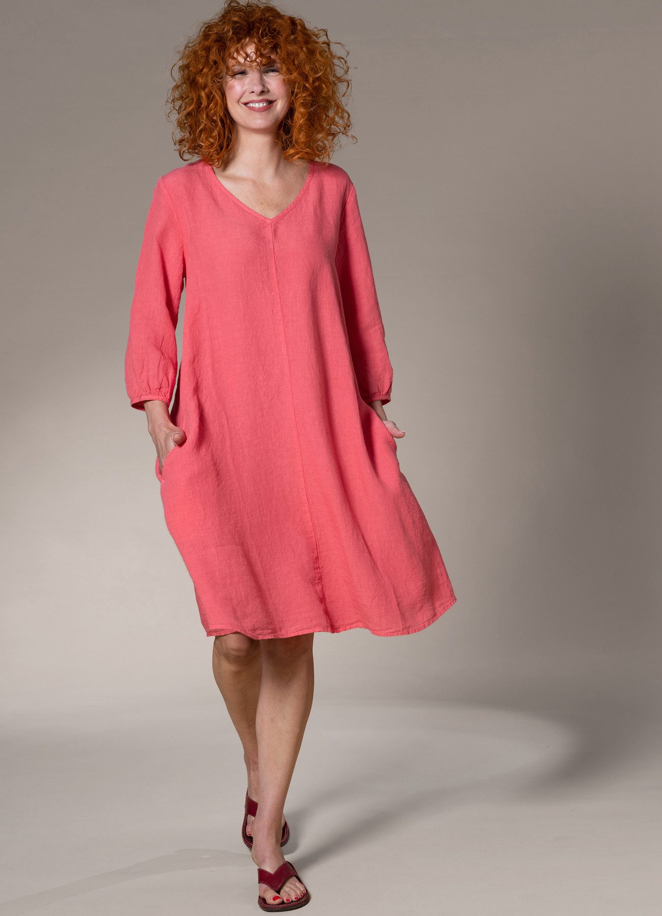 Heidekönigin A-Linien-Kleid Leinenkleid A-Line