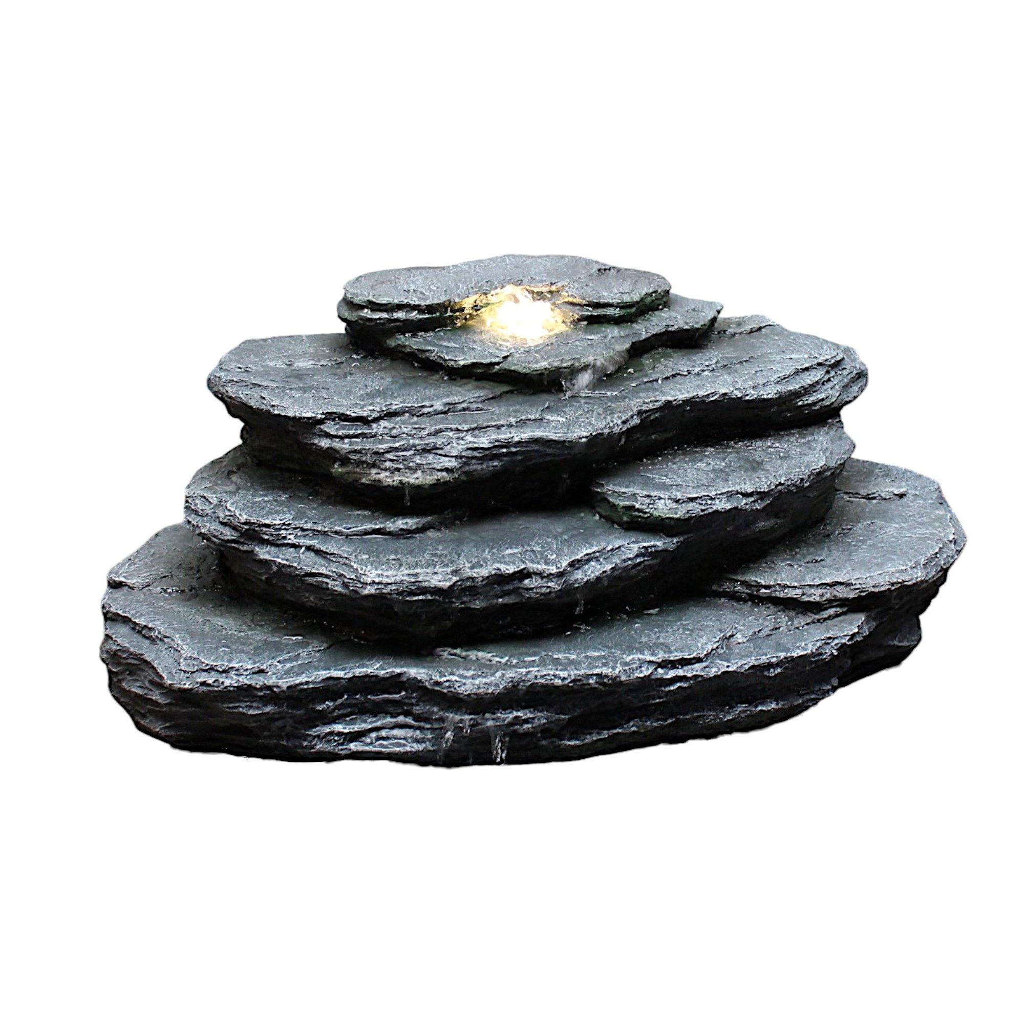 Arnusa Gartenbrunnen Quellstein Bachlauf Quelle mit LED Beleuchtung, 70 cm Breite, (OG-KQS002)