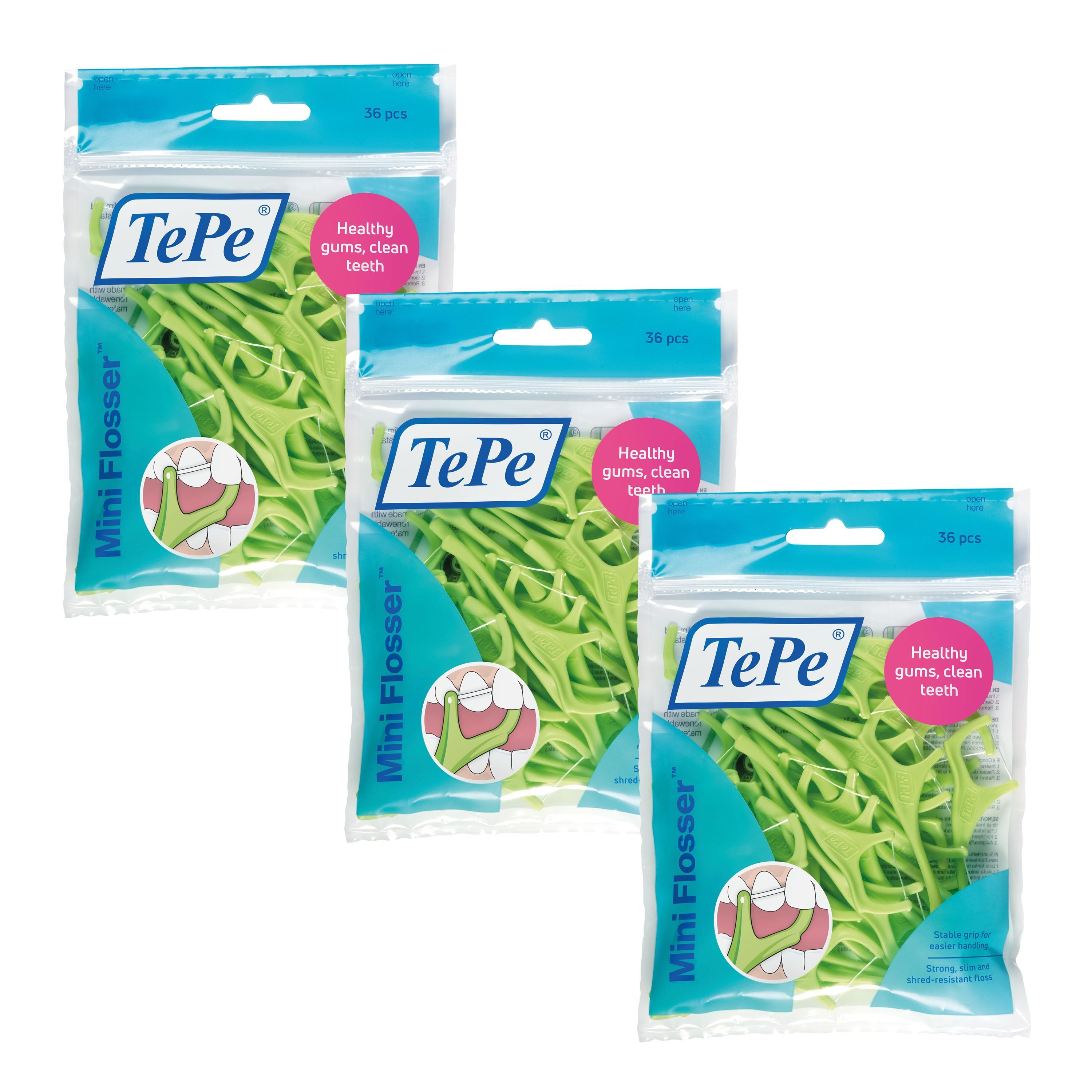 TePe Zahnseide 3er Set TePe Mini Flosser, Zahnseidenhalter (3x36), (3er Set, 3-St)