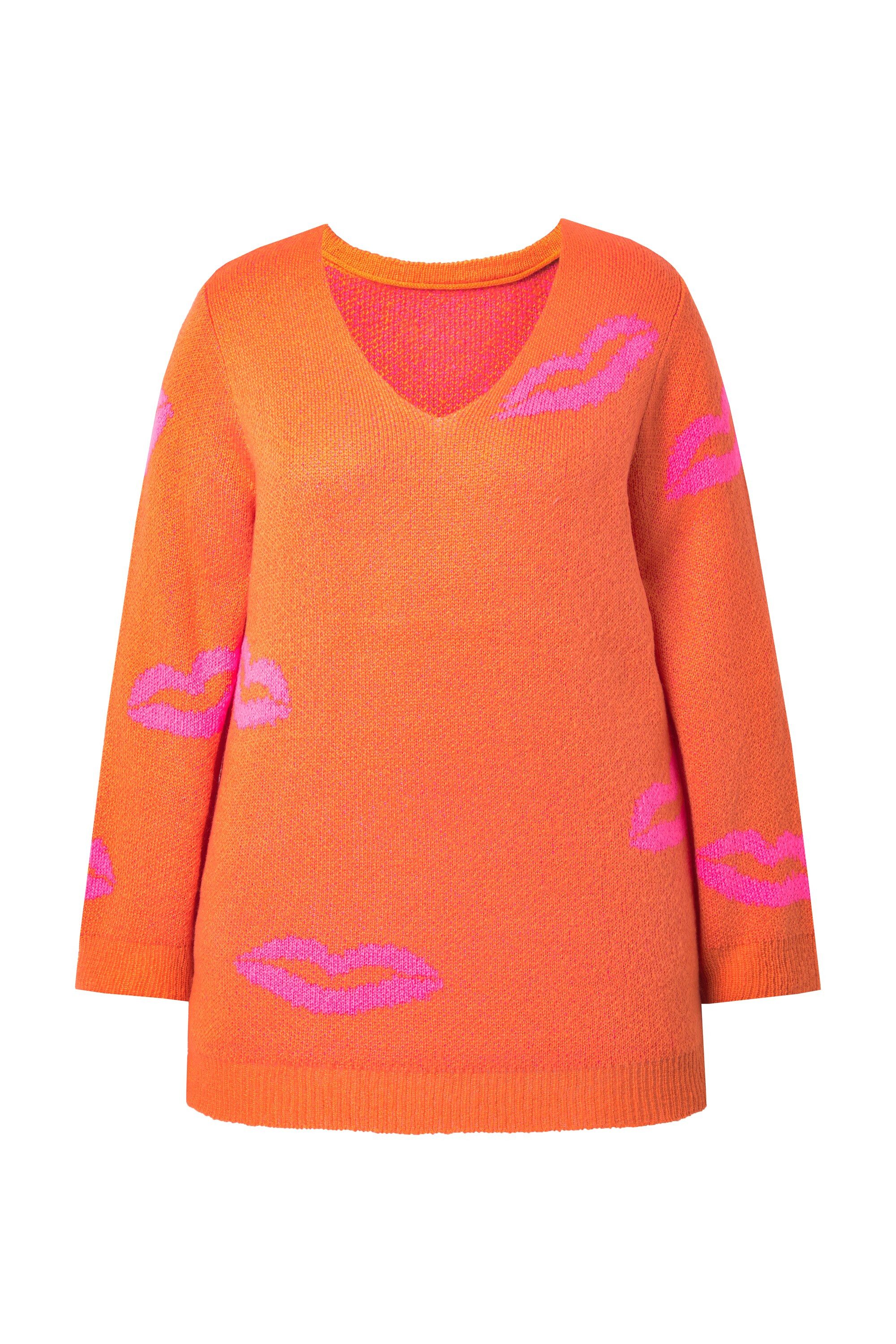 Strickpullover Pullover Straight Fit Kussmünder V-Ausschnitt