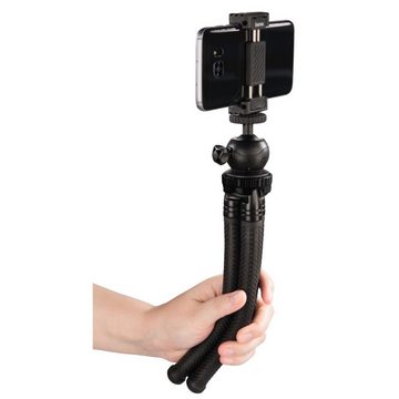 Hama Flex-Pro Flexibles Mini-Stativ 27cm Tripod Handy-Halterung, (Beine mit 360°-Biegung, für Kamera, Handy, GoPro, Gummifüße mit Struktur, mit einklappbarer Smartphone-Halterung)