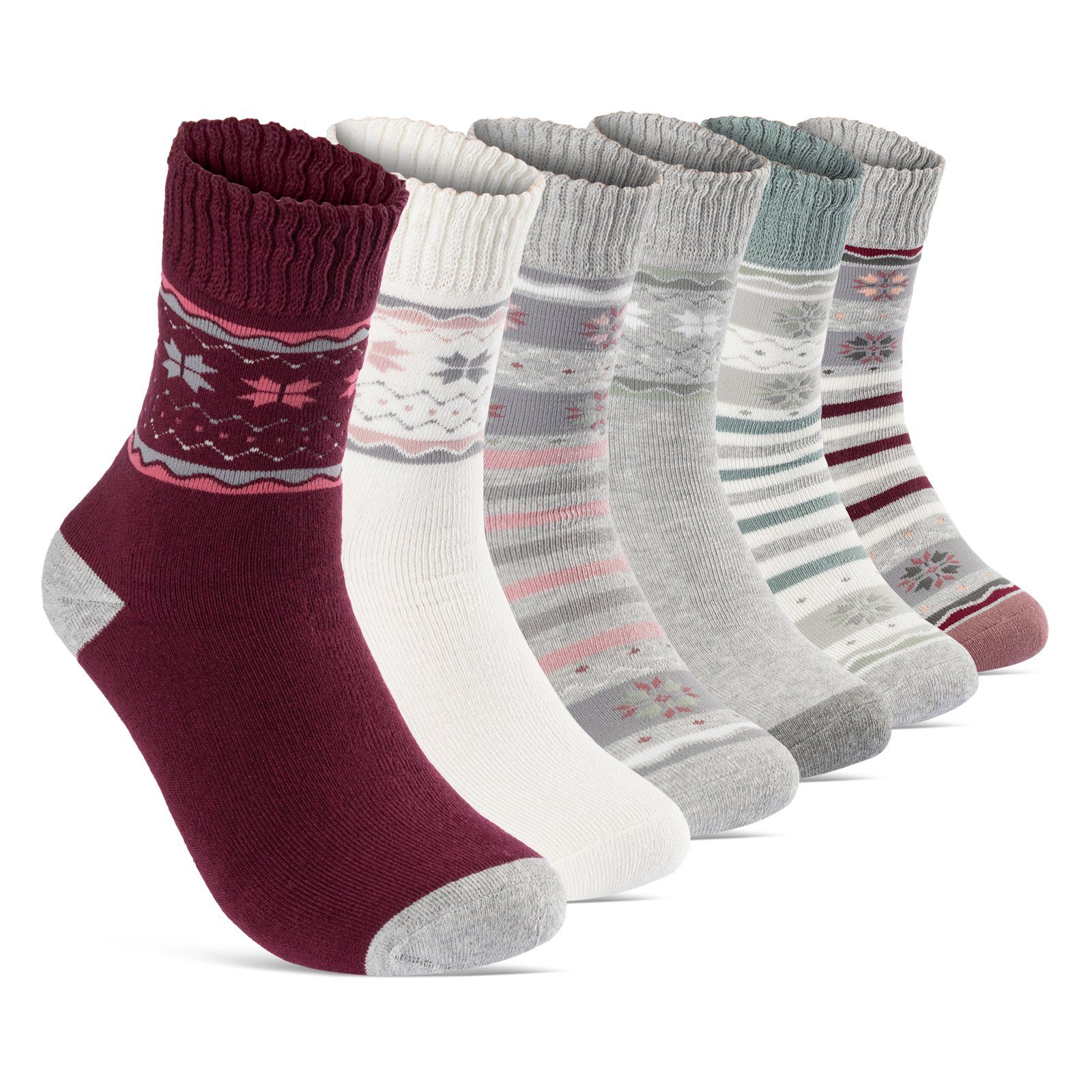 sockenkauf24 Thermosocken 6 oder 12 Paar Damen Wintersocken Damensocken mit Innenfrottee (38204, 6-Paar, 39-42)