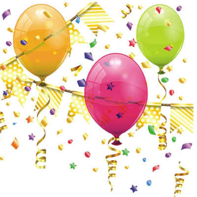Linoows Papierserviette 20 Servietten Kinder Party mit bunten Luftballons, (Packung), Motiv Kinder Party mit bunten Luftballons