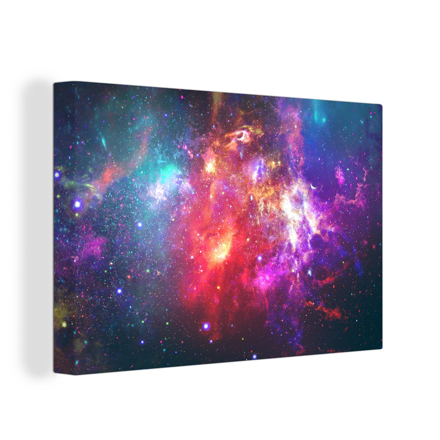 OneMillionCanvasses® Leinwandbild Sterne - Farben - Weltraum, (1 St), Wandbild Leinwandbilder, Aufhängefertig, Wanddeko, 30x20 cm