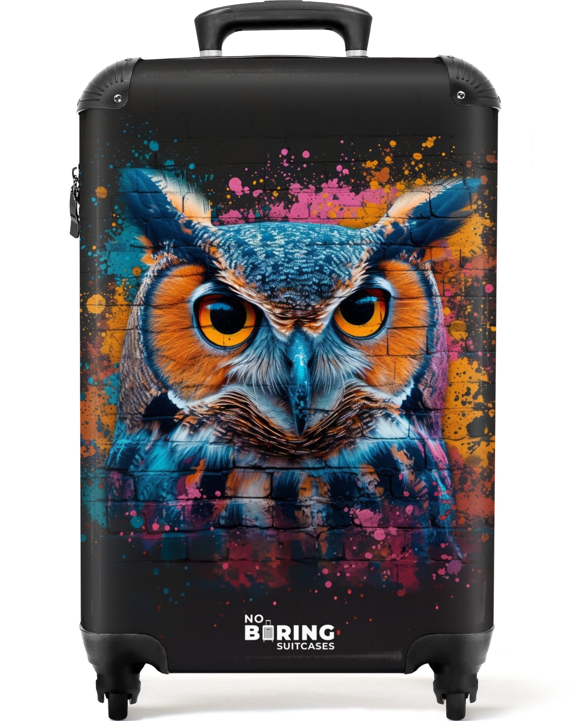 NoBoringSuitcases.com© Hartschalen-Trolley Eule im bunten Graffiti-Stil günstig online kaufen
