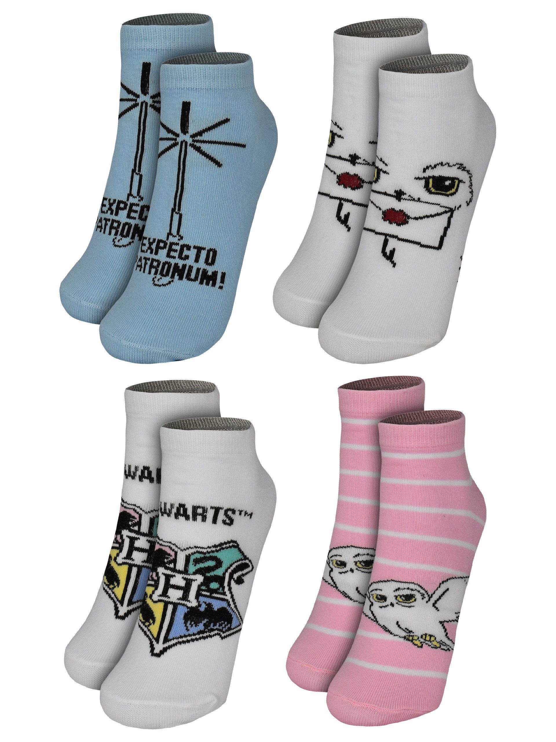 United Labels® Socken Harry Potter Socken Hedwig Hogwarts Sneaker Strümpfe (4er Pack)