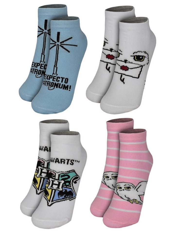 United Labels® Socken Harry Potter Socken Hedwig Hogwarts Sneaker Strümpfe (4er Pack)
