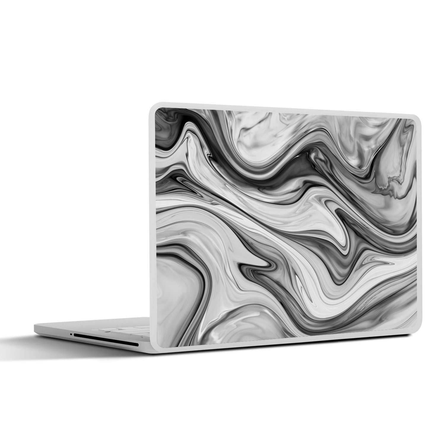 MuchoWow Laptop-Aufkleber Marmor - Muster - Grau - Marmoroptik - Schwarz, (1tlg), Laptop Folien Cover, Aufkleber, Sticker, Schutz vor Kratzern, 30x21 cm