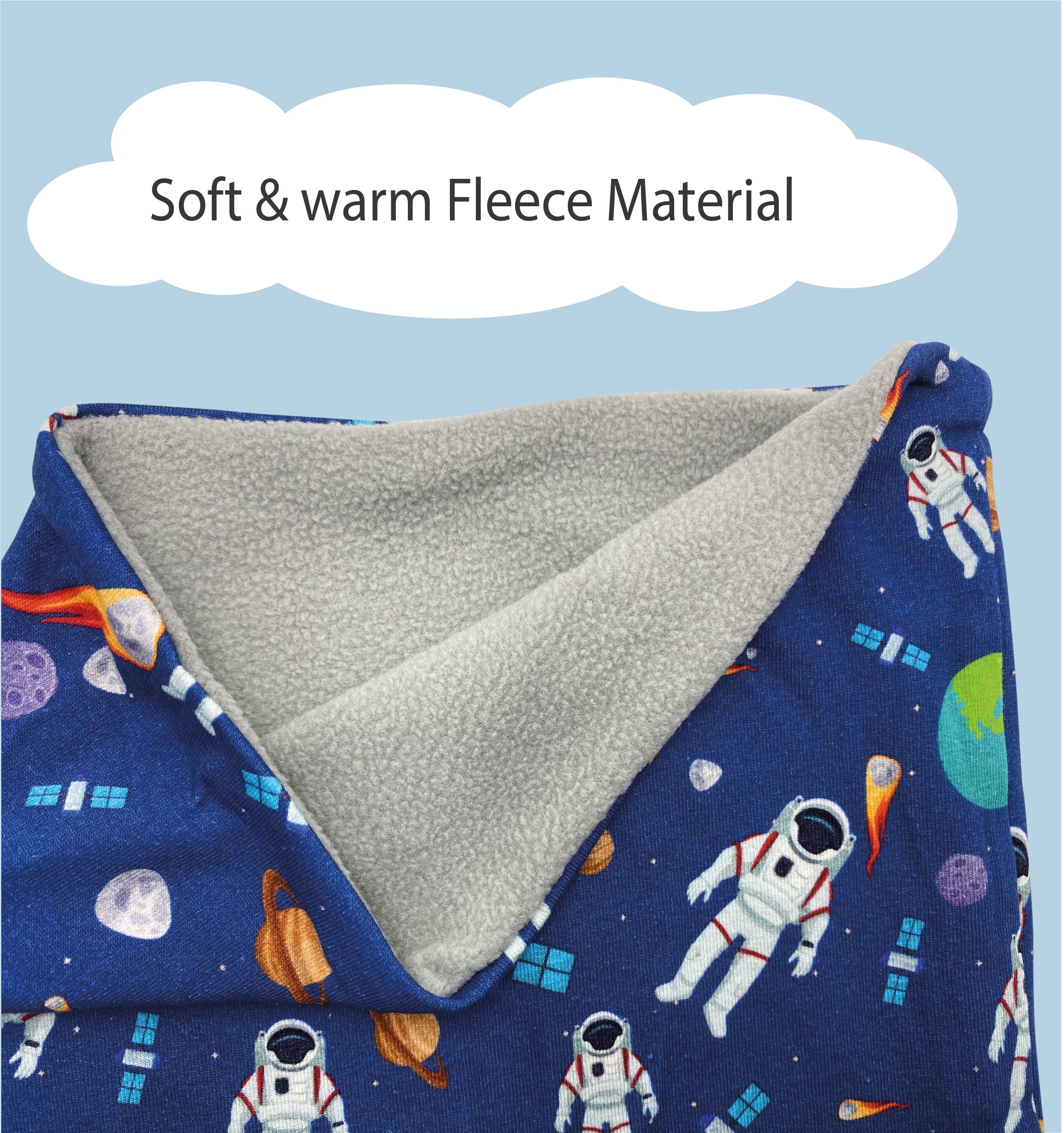 Jahre pflegeleichtes Stretch-Material Mütze Baumwolle Vlies HECKBO Set 95% Wendemütze Kinder - Mütze HECKBO Beanie Wintermütze & mit Jungen 2-8 Set - Fleece mit - Mädchen & - Loop-Schal Beanie Weltall Astronaut Vlies Schal oder weiches &