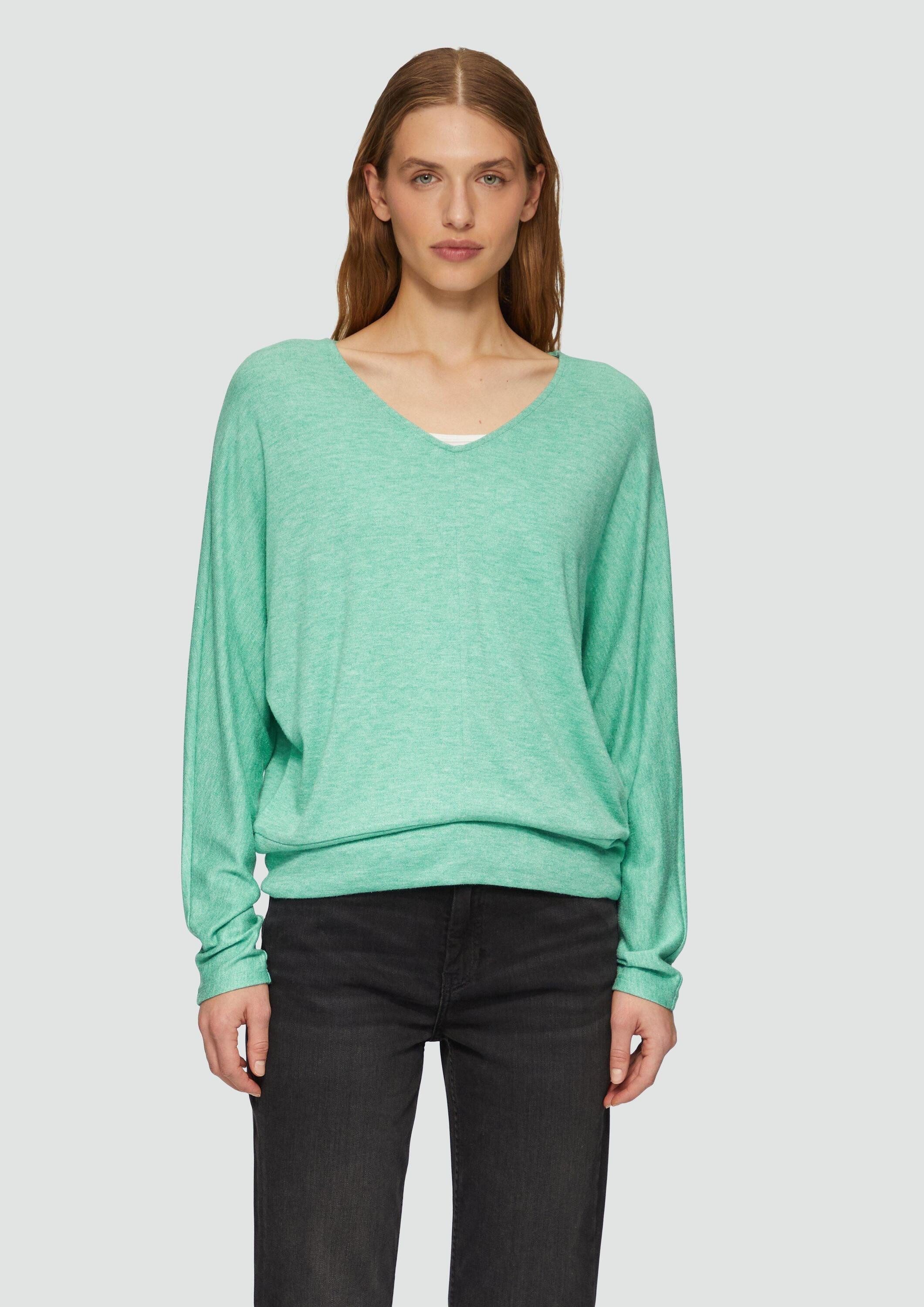 s.Oliver Langarmshirt T-Shirt Meliertes Langarmshirt mit Fledermausärmeln günstig online kaufen