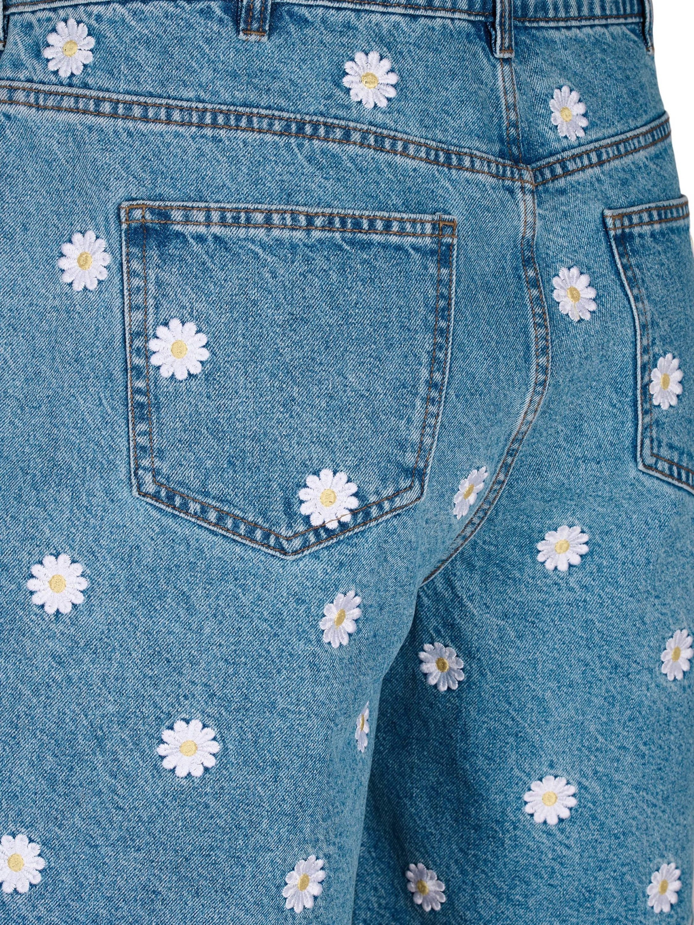 Zizzi High-waist-Jeans MILLE (1-tlg) Stickerei