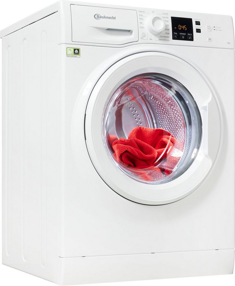 BAUKNECHT Waschmaschine WWA 843 B, 8 kg, 1400 U/min, Kurz 45\': Saubere  Wäsche bei voller Beladung in nur 45