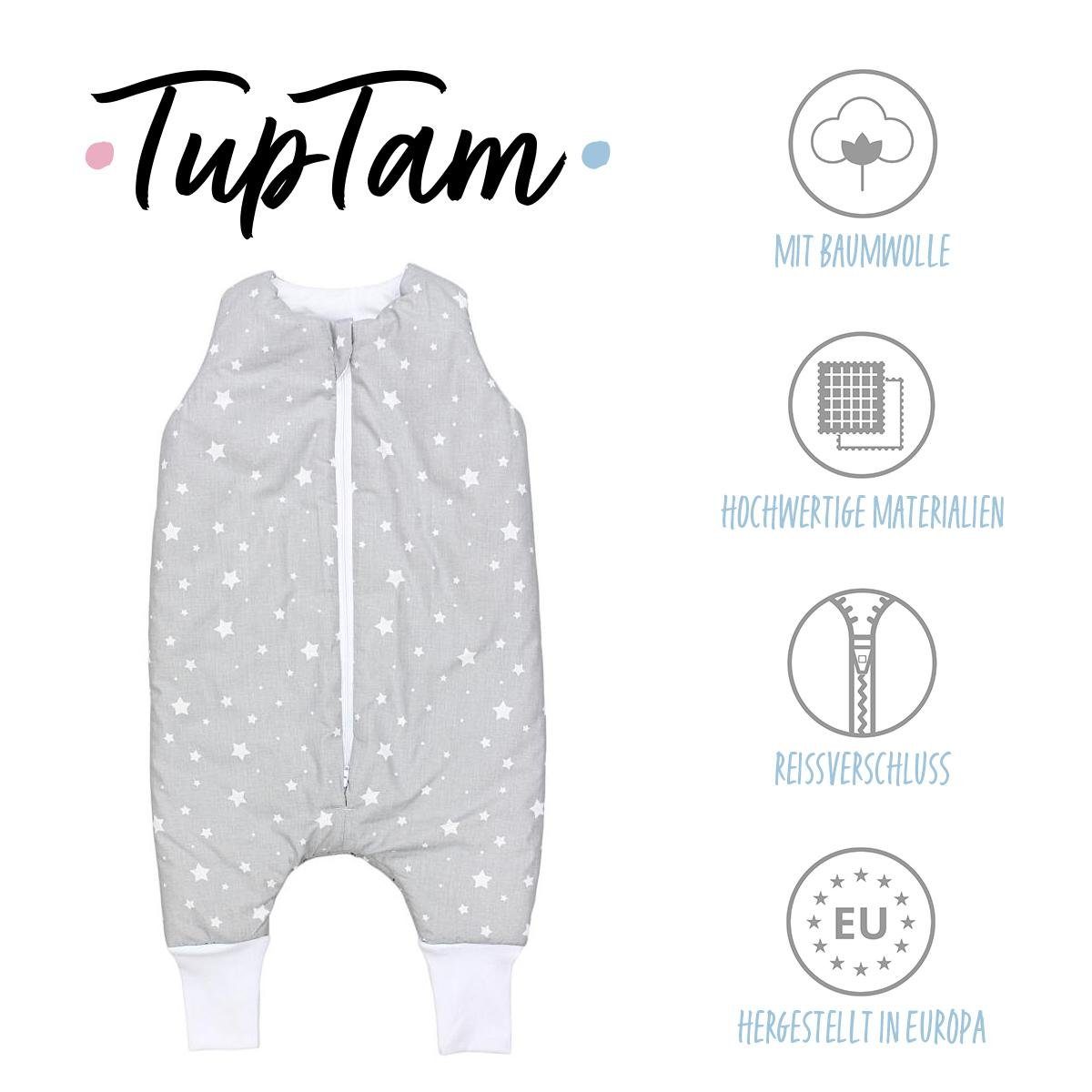 zertifiziert Babyschlafsack mit Grau OEKO-TEX Beinen TupTam TOG Weiß / Winterschlafsack Sterne 2.5