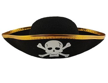 Das Kostümland Kostüm Piratenhut mit Totenkopf für Kinder - Schwarz Gold