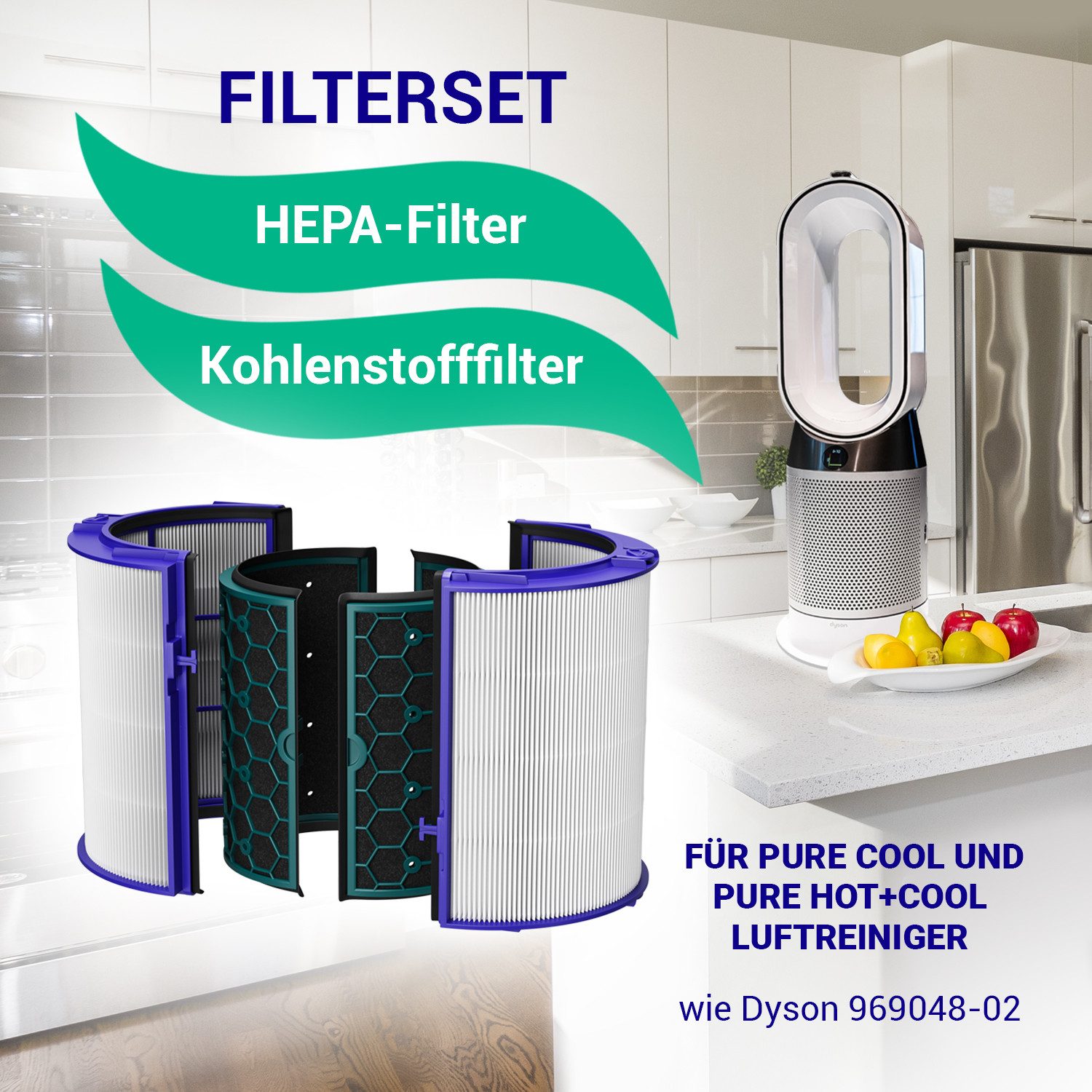 VIOKS Ersatzfilter Luftfilter Filterset Ersatz für Dyson 969048-02, Zubehör für Luftreiniger, Pure Cool DP04 TP04 Pure Hot+Cool HP04 – Bild 2 von 5