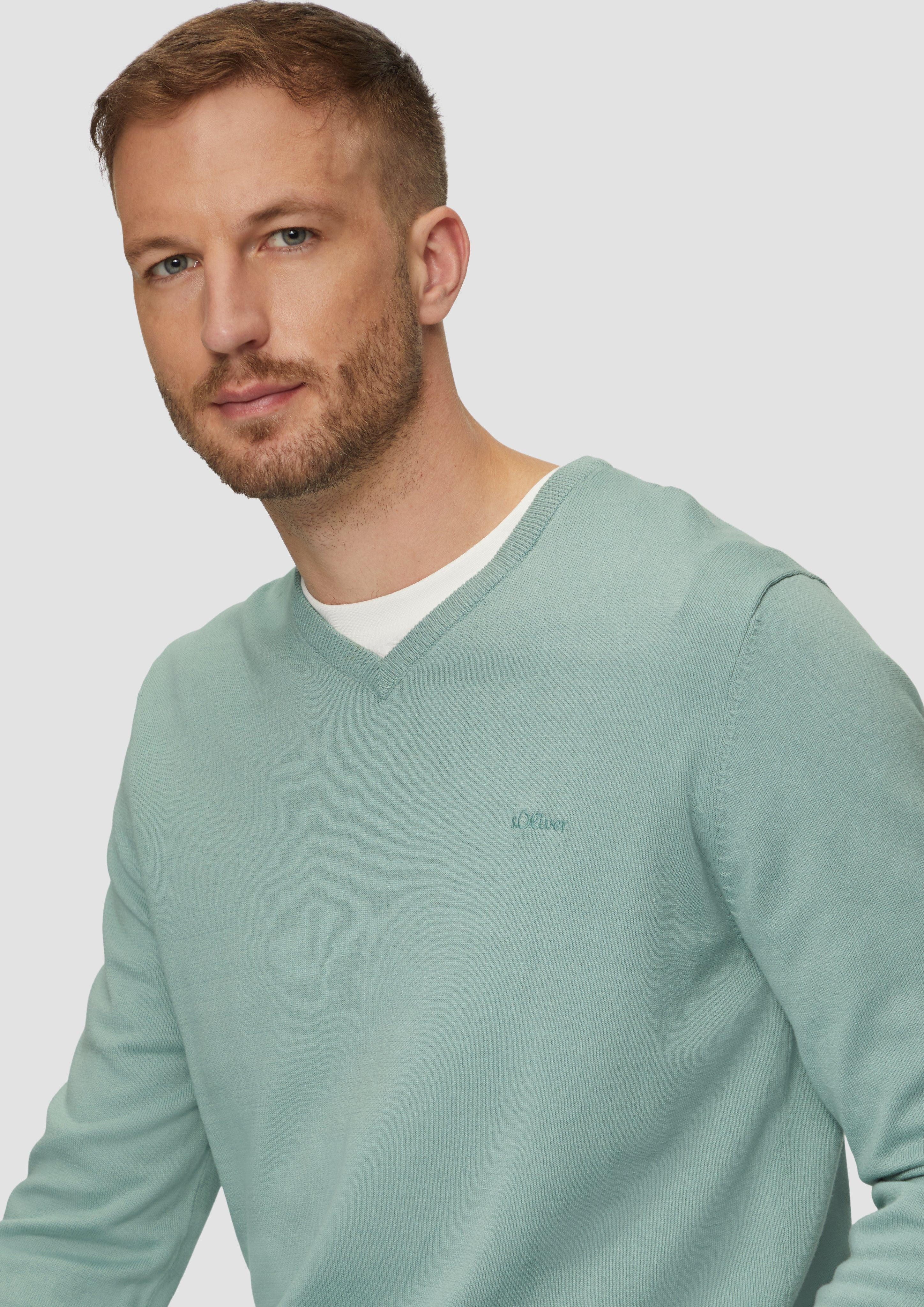 s.Oliver Strickpullover Strickpullover mit Logo-Stickerei Logo günstig online kaufen