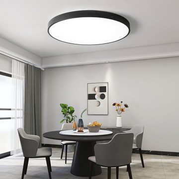 style home Deckenleuchte LED Deckenlampe, 24W, Ø30*4cm, Warmweiß 3000K, Lampe für Wohnzimmer Schlafzimmer Küche Büro Diele Flur, Schwarz