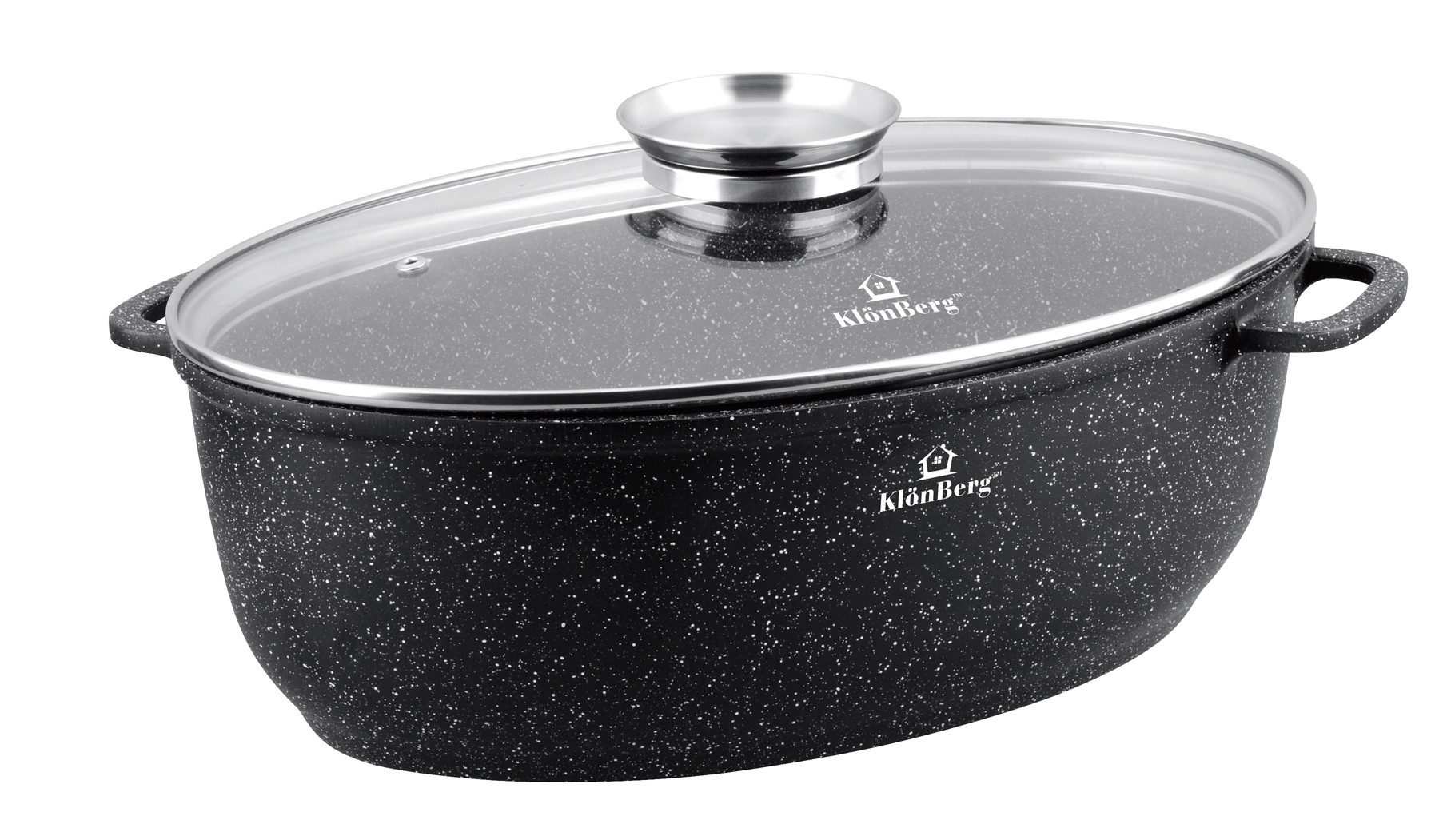 KlönBerg Bräter Bräter ideal zum Braten von Enten und Gänsen, Steinbeschichtung, Aluminiumguss, Aluminium, Keramik, Edelstahl (Multifunktional, geeignet zum Kochen, Braten und Backen!, 2-tlg., Es ist eine perfekte Geschenkidee für jeden Anlass), Innovative Aroma Knob-Griffe