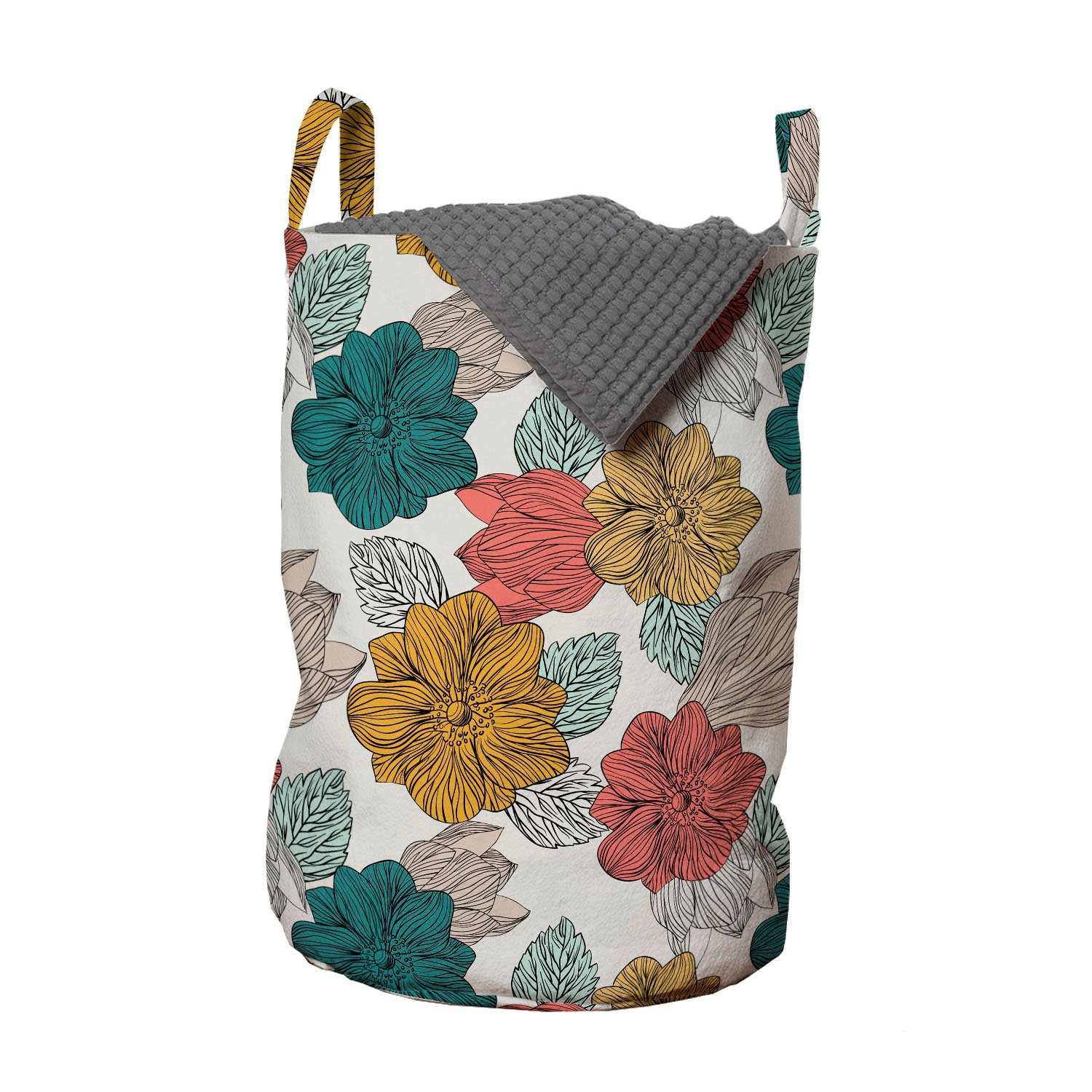 Abakuhaus Wäschesäckchen Wäschekorb mit Griffen Kordelzugverschluss für Waschsalons, Blumen Blumen-Blumensträuße