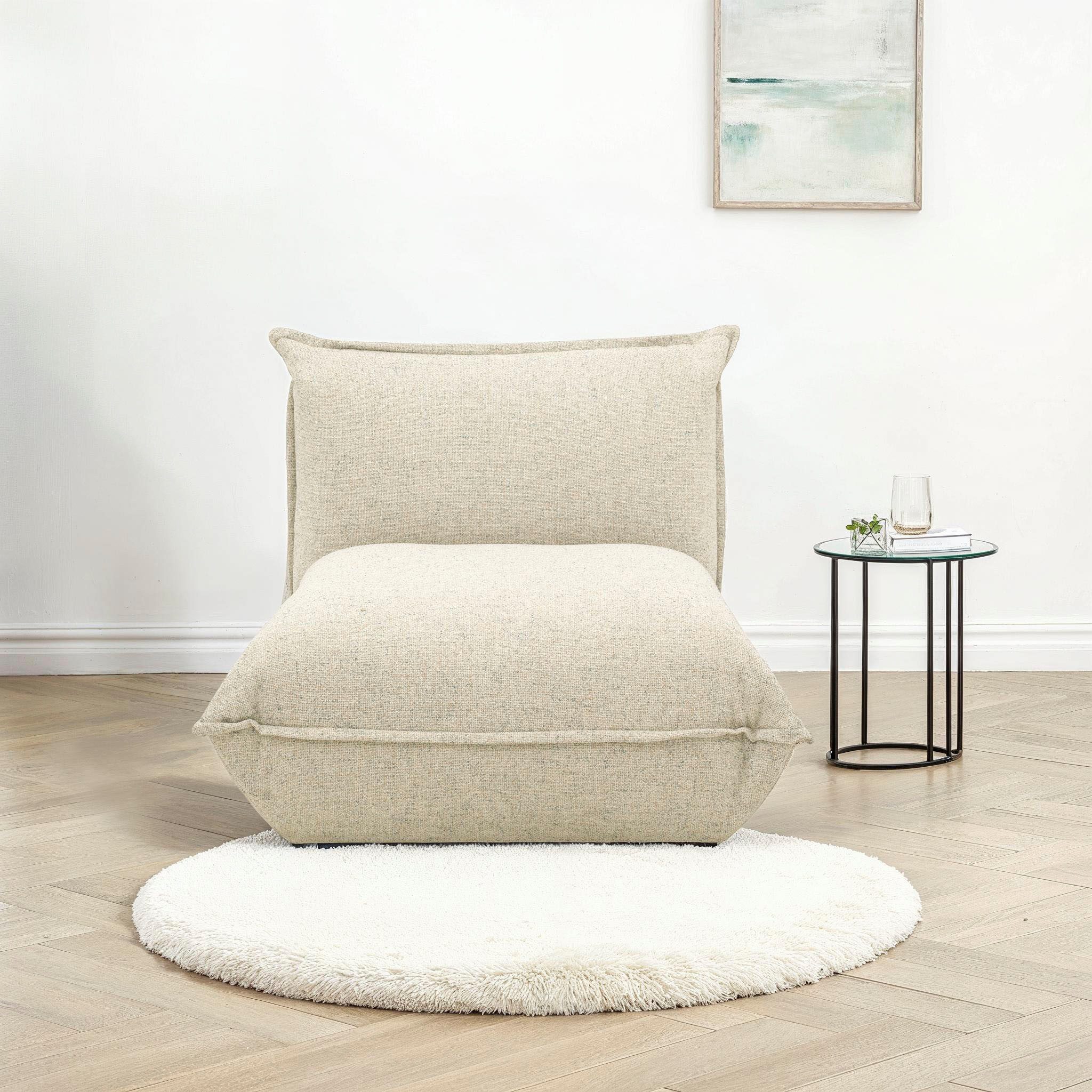 DOMO collection Sessel Nantes Loungesessel, Wohlfühlsessel, hochwertig gepolstert mit Federkern, Struktur, beige-petrol