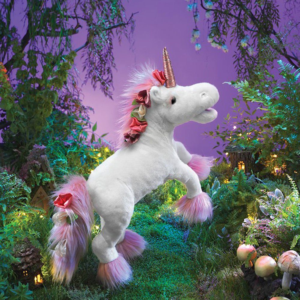 Folkmanis Handpuppen Handpuppe Folkmanis Handpuppe Einhorn mit Spieluhr 3161 (Packung)