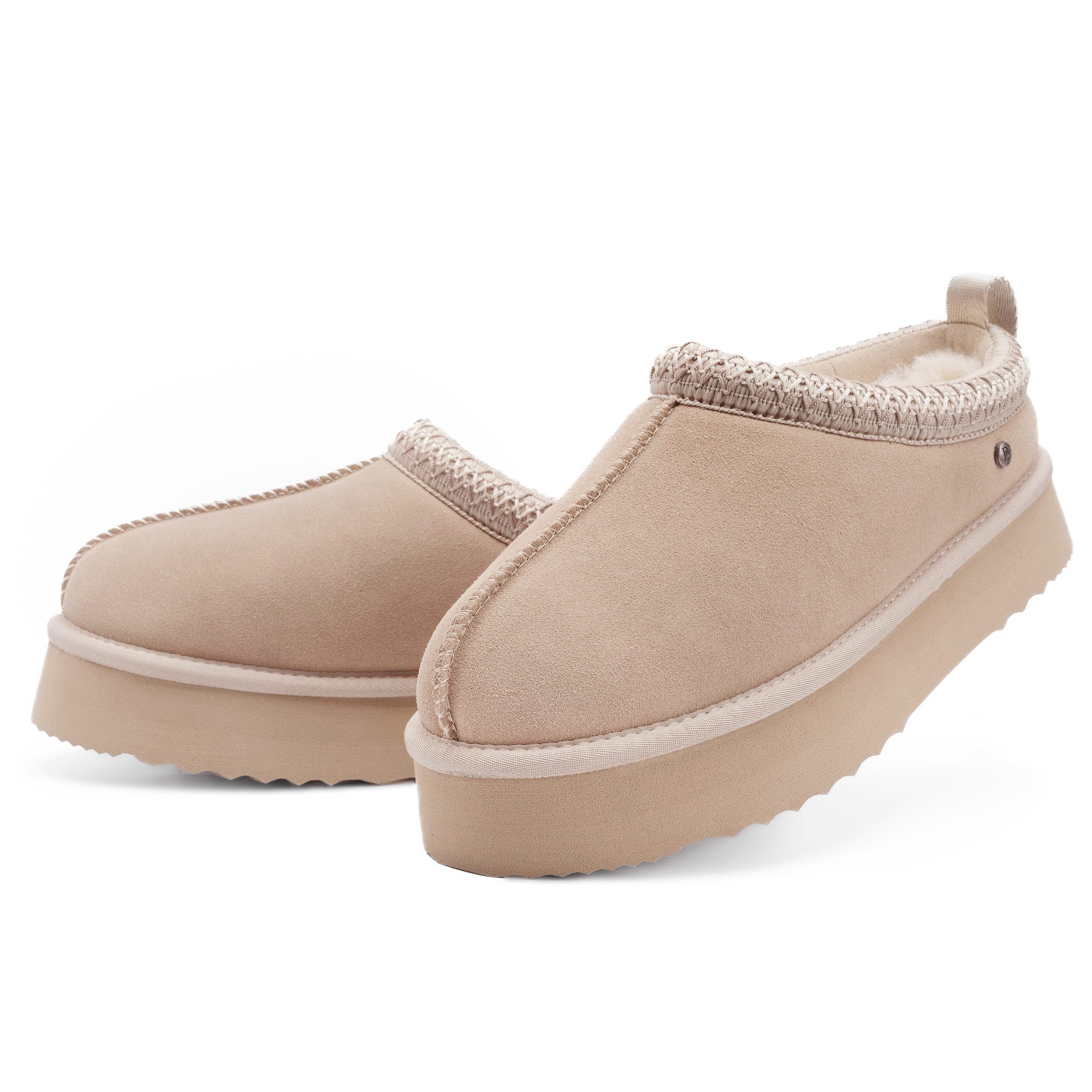 Parfeying Damen Pantoffel aus luxuriösem australischem Lammerfell outdoor Plüsch Hausschuhe echtem weicher Merinwolle 100% naturliche Meterialien