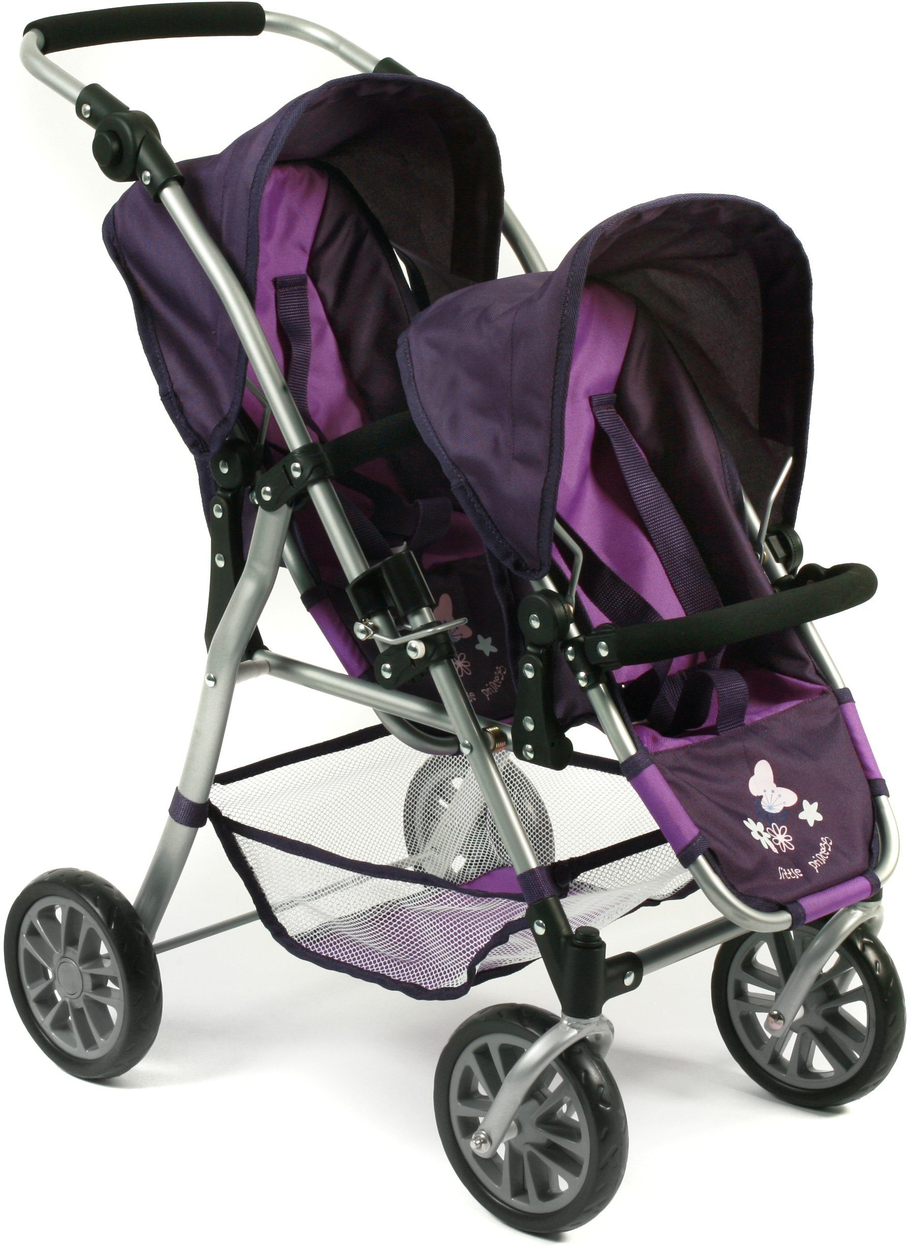 CHIC2000 Puppen-Zwillingsbuggy Twinny, Pflaume, mit schwenkbaren Vorderrädern