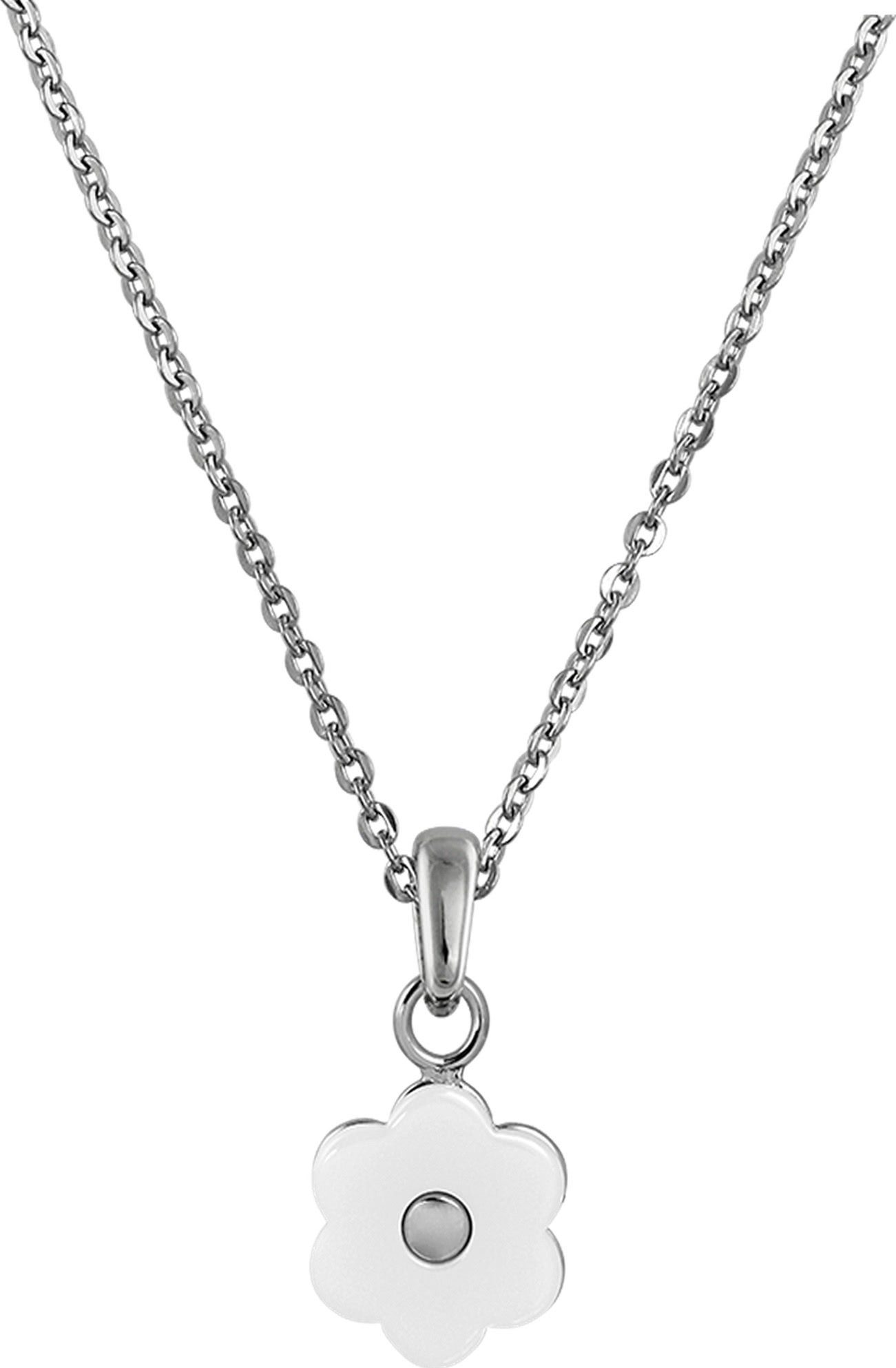 Amello Edelstahlkette Amello Blümchen Halskette silber weiß (Halsketten, Halskette), Damen Halsketten (Blümchen) aus Edelstahl (Stainless Steel)