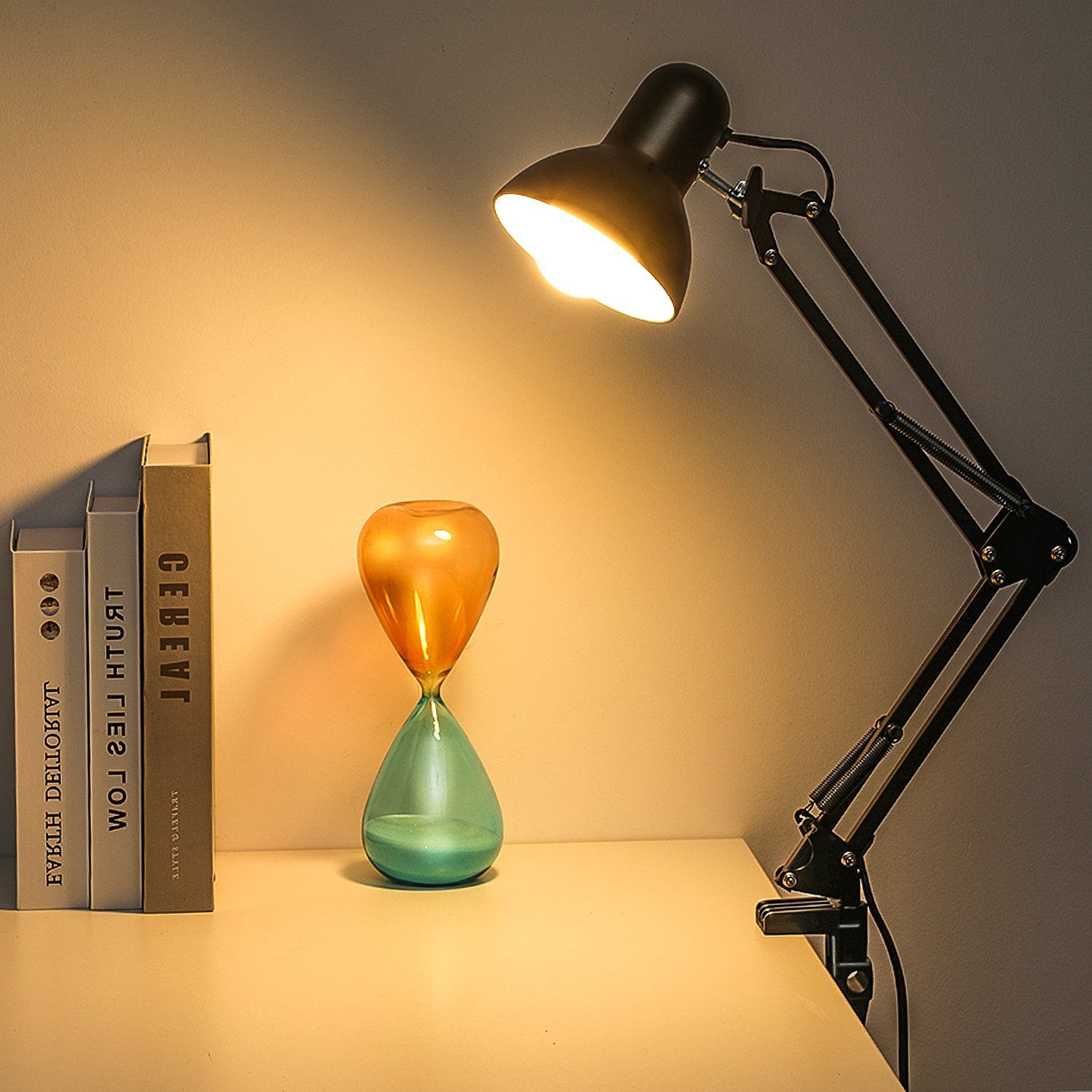 LETGOSPT Schreibtischlampe E27 Amerikanische Schreibtischlampe, Tischlampe mit Verstellbare Kinder Schreibtisch Klemmleuchte Gelenkarm, Leselampe, wechselbar, für Drehbar LED Lampe 360°