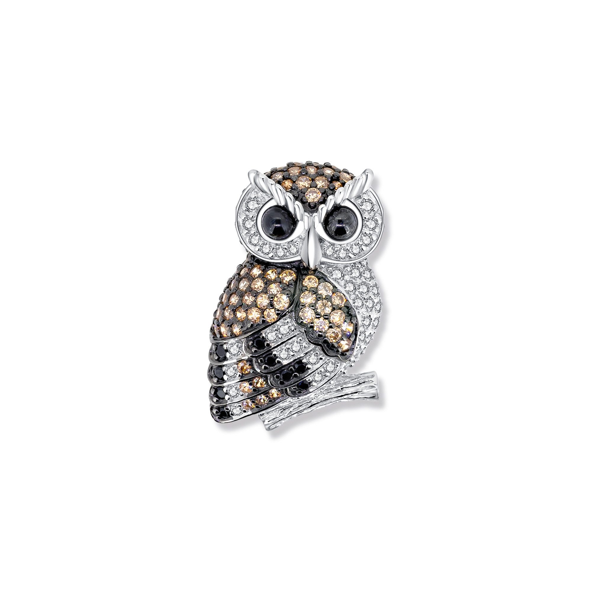 Seinerzeit FLORA & FAUNA Kettenanhänger Garry Eulen Anhänger (1-tlg), Material: 925 Sterling Silber, rhodiniert, geschwärzt