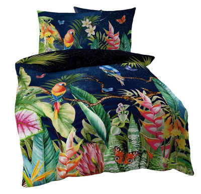 Bettwäsche Kaeppel Mako Satin Digitaldruck Bettwäsche 2 tlg. Tropical Galaxy, Kaeppel, Mako-Satin, 2 teilig, hochwertige Digitaldruckbettwäsche mit farbenfrohem Dschungelmotiv