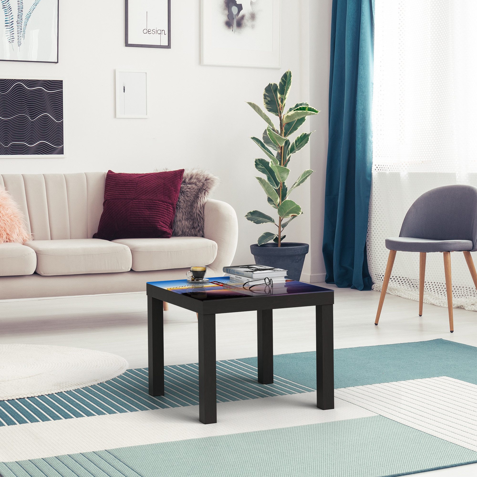 DEQORI Couchtisch 'Brücke im Nebelmorgen', Glas Beistelltisch Glastisch modern