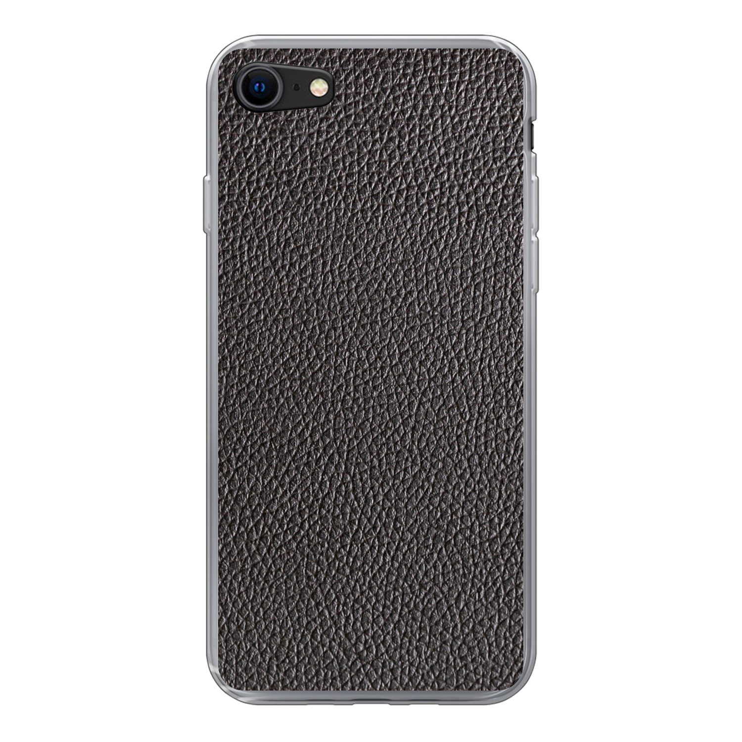 MuchoWow Handyhülle für Apple iPhone 7 Leder - Lederoptik - Schwarz - Hell, Smartphone-Bumper, Print, Handy Schutzhülle Dünn