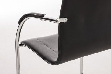 TPFLiving Besucherstuhl Meli mit hochwertig gepolsterter Sitzfläche - Konferenzstuhl (Küchenstuhl - Esszimmerstuhl - Wohnzimmerstuhl), Gestell: Metall chrom - Sitzfläche: Kunstleder schwarz