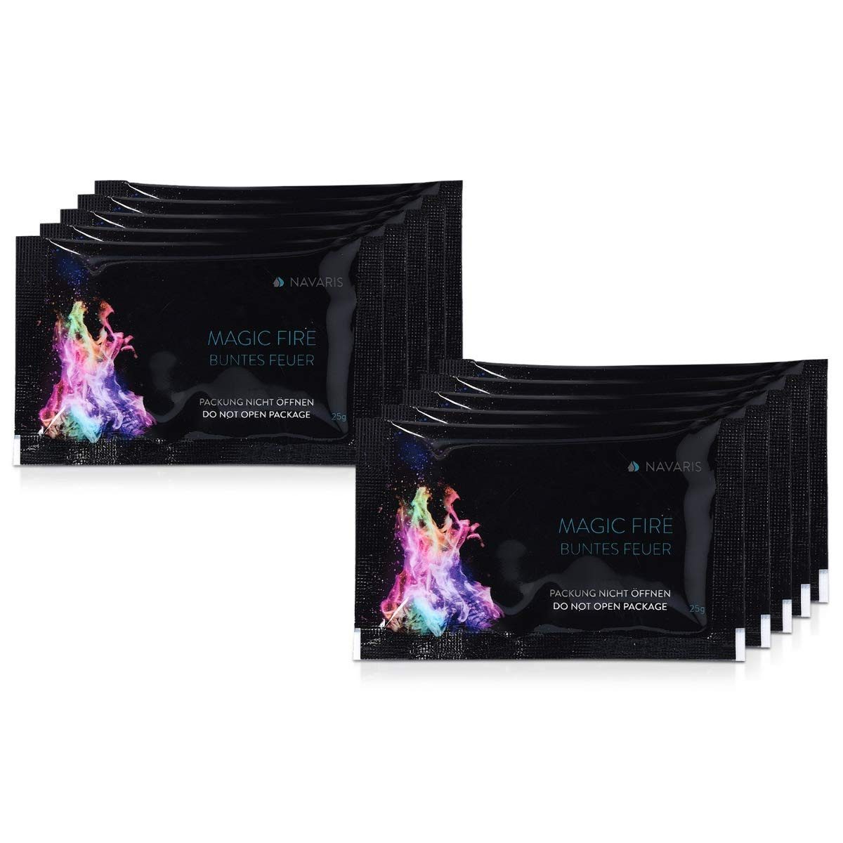 Navaris Geburtstagskerze Navaris Magic Fire Pulver Set, 10 Päckchen für buntes Feuer
