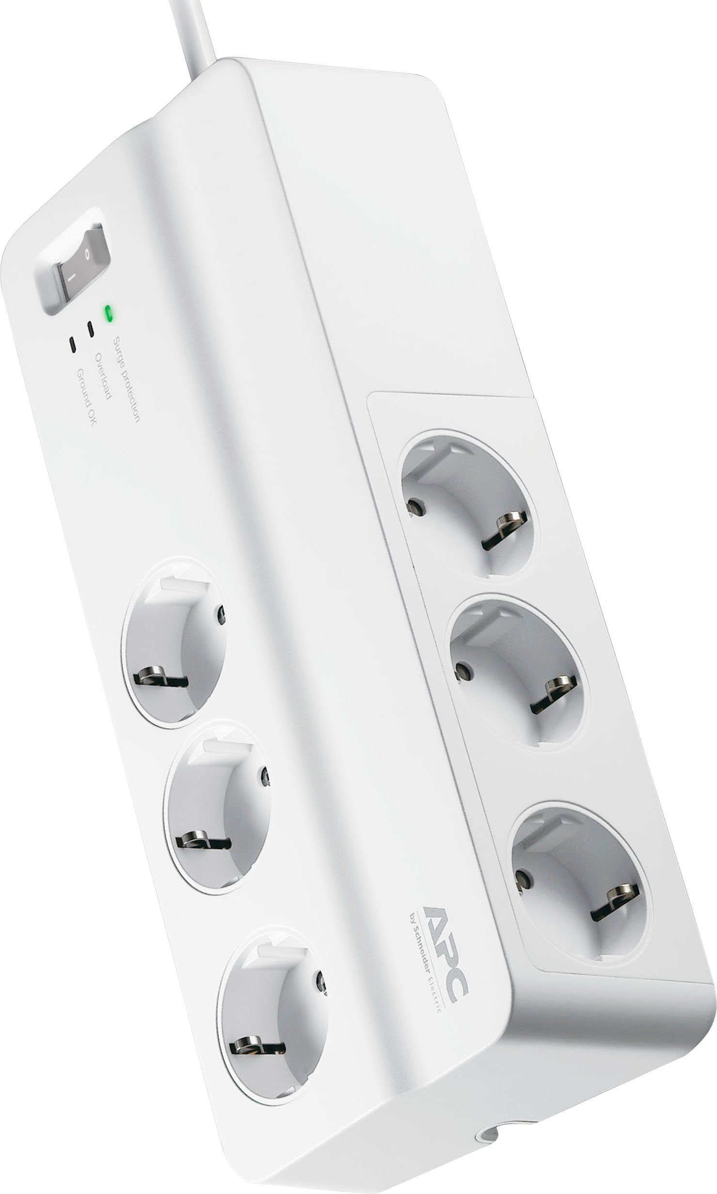 PM6-GR Steckdosenleiste 6-fach USB-Anschlüsse, 2 Ausschalter, m) APC / LED-Statusanzeige, Überspannungsschutz, Kabellänge (Ein-