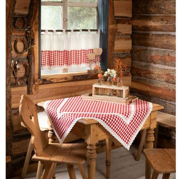 Home-trends24.de Tischdecke Tischdecke Tischdeko Tischband Landhaus Rot Weiß 85 x 85