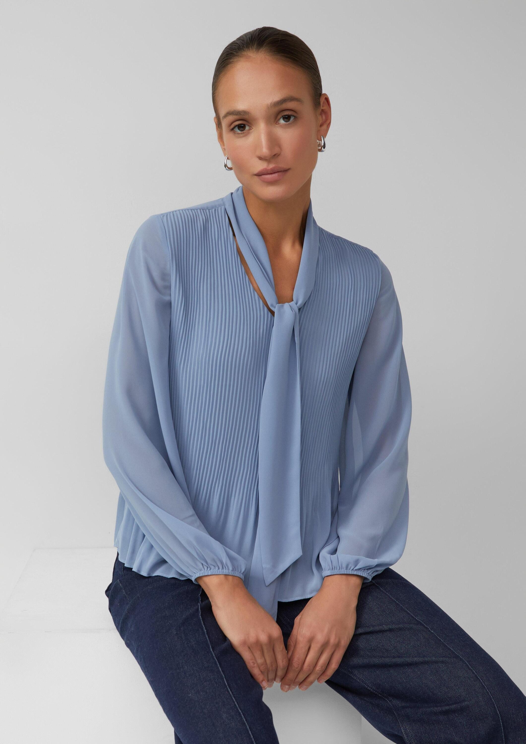 s.Oliver Langarmbluse Bluse Schluppen-Bluse aus plissiertem Chiffon