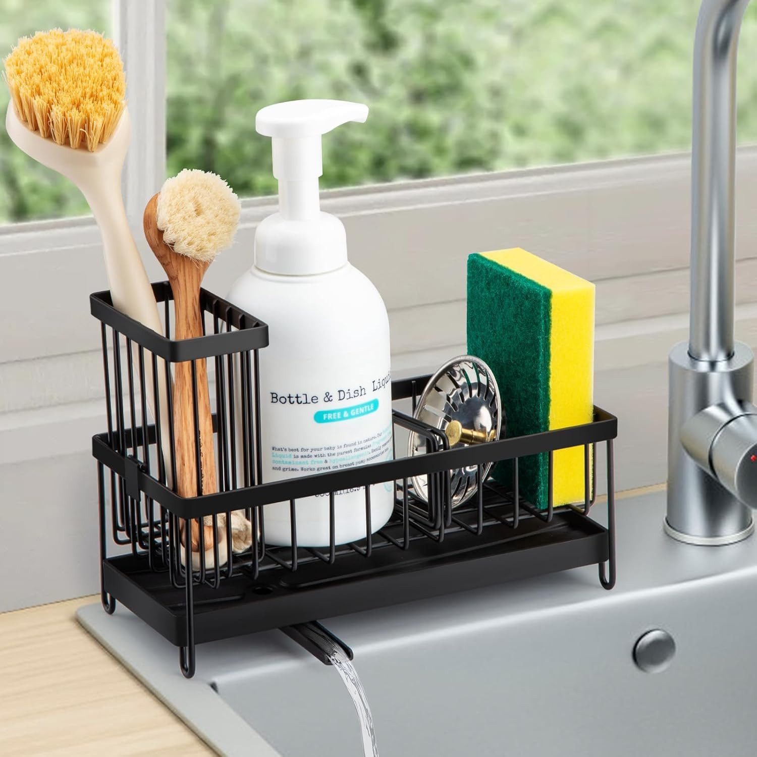 Refined Living Küchenorganizer-Set Küchen Spülbecken Organizer, Sink Caddy Organizer, Schwammhalter, (Aufbewahrung Spülutensilien mit Auto-Abfluss und 360° Drehbarem Auslauf Für Handtüchern, Aufbewahrung für die Arbeitsplatte, Spülbürsten Halter,Spülmittelhalter mit Abfluss, Küchenorganisation Waschbecken, mit Abflusspfanne, 1-tlg., Spülmittelhalter Küche, Abtropfhalter Küche,Küchenutensilien Organizer), Rostschutz, Platzsparend, für Küche, Badezimmer, Vielseitige Nutzung