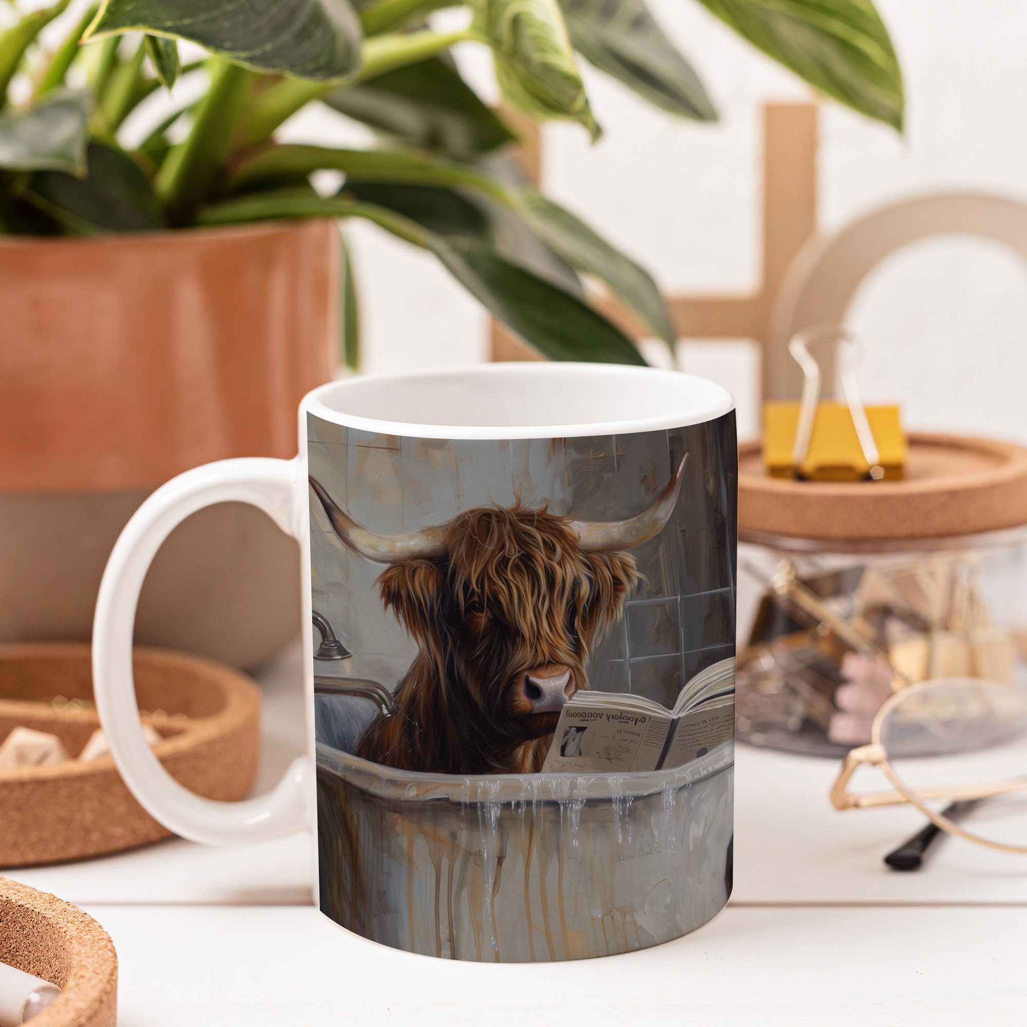 Hustling Sharks Tasse Hustling Sharks® Tasse mit Motiv - Stier in Badewanne, 330 ml