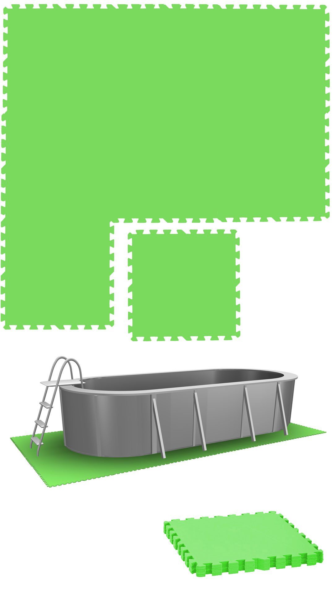 eyepower Pool-Bodenschutzfliese 1,9m² Poolmatte aus 8 großen EVA Matten - Rutschfeste Poolunterlage, 0,5 cm dicke Bodenfliesen - 50x50 Unterlegmatten - Whirlpool Unterlage